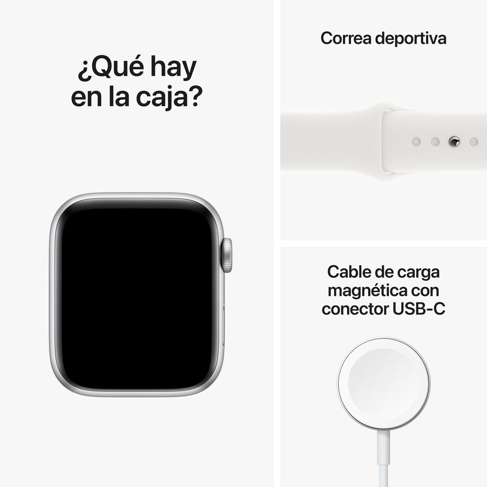 Apple Watch SE (GPS) 44mm Silver Aluminum Case with White Sport Band - Perfect for Fitness Tracking, Workouts & Everyday Use