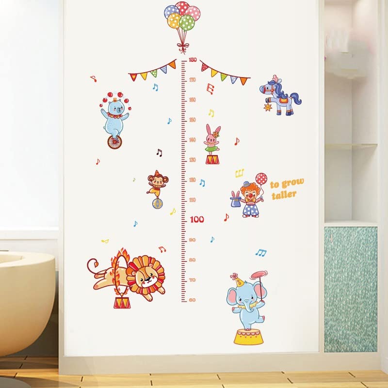 Animal Circus Cartoon Growth Chart Wall Stickers for Kids - Height Measurement Decals for Children's Room, Kindergarten & Classroom Decor - Perfect for Playrooms, Bedrooms & Learning Spaces