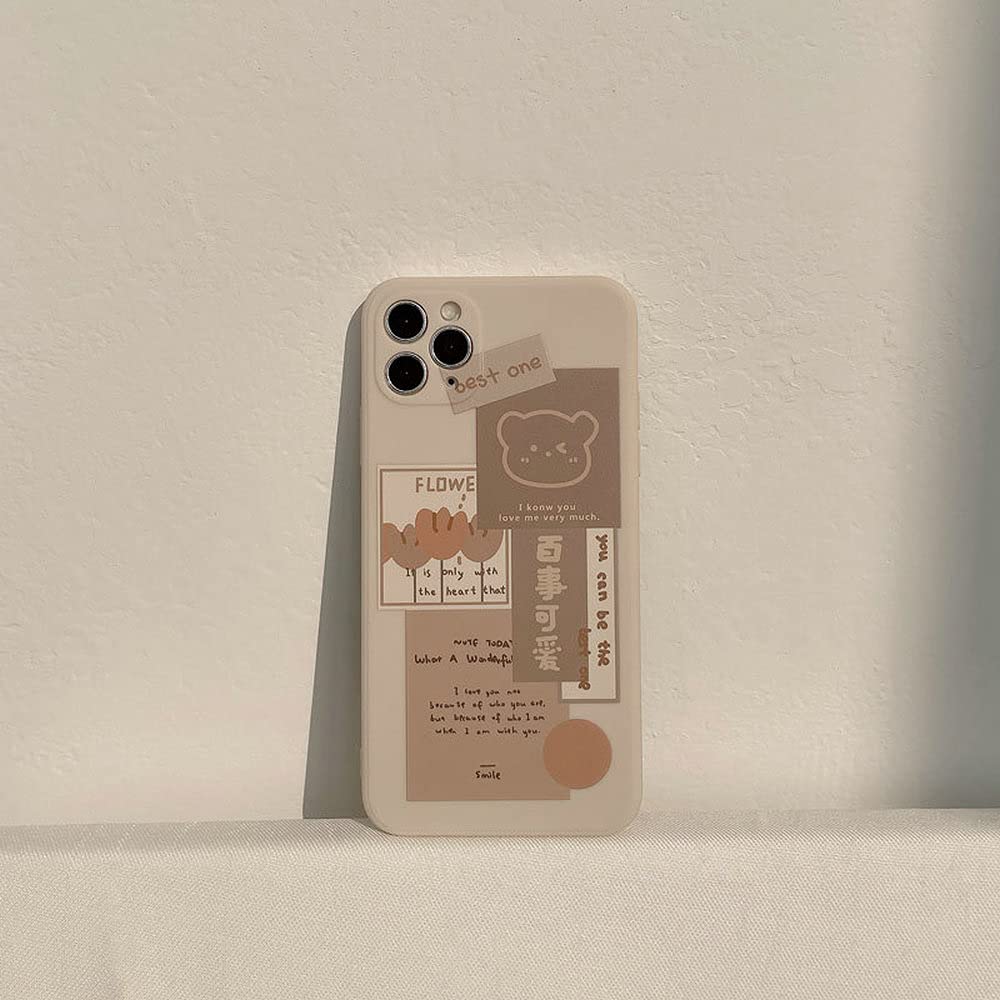 Cute Kawaii Bear Cartoon Soft Silicone Protective Phone Case for iPhone 12 Pro Max - Aesthetic Design for Girls & Women, Perfect for Everyday Use, School, Work & Travel