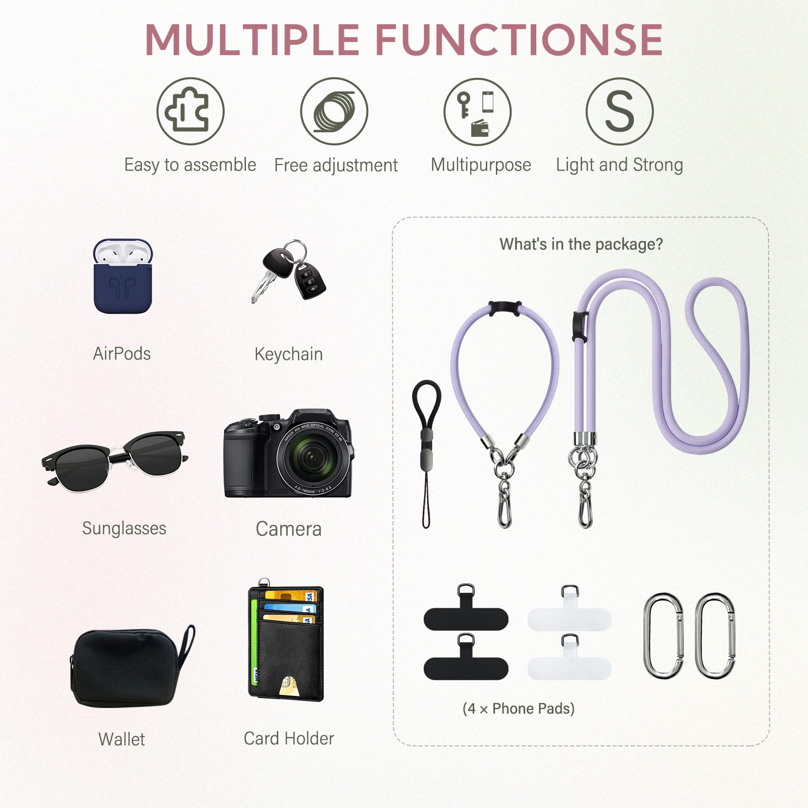 Universal Phone Lanyard with Wrist Strap & Finger Loops - Anti-Theft for Smartphones - Gym & Travel Use