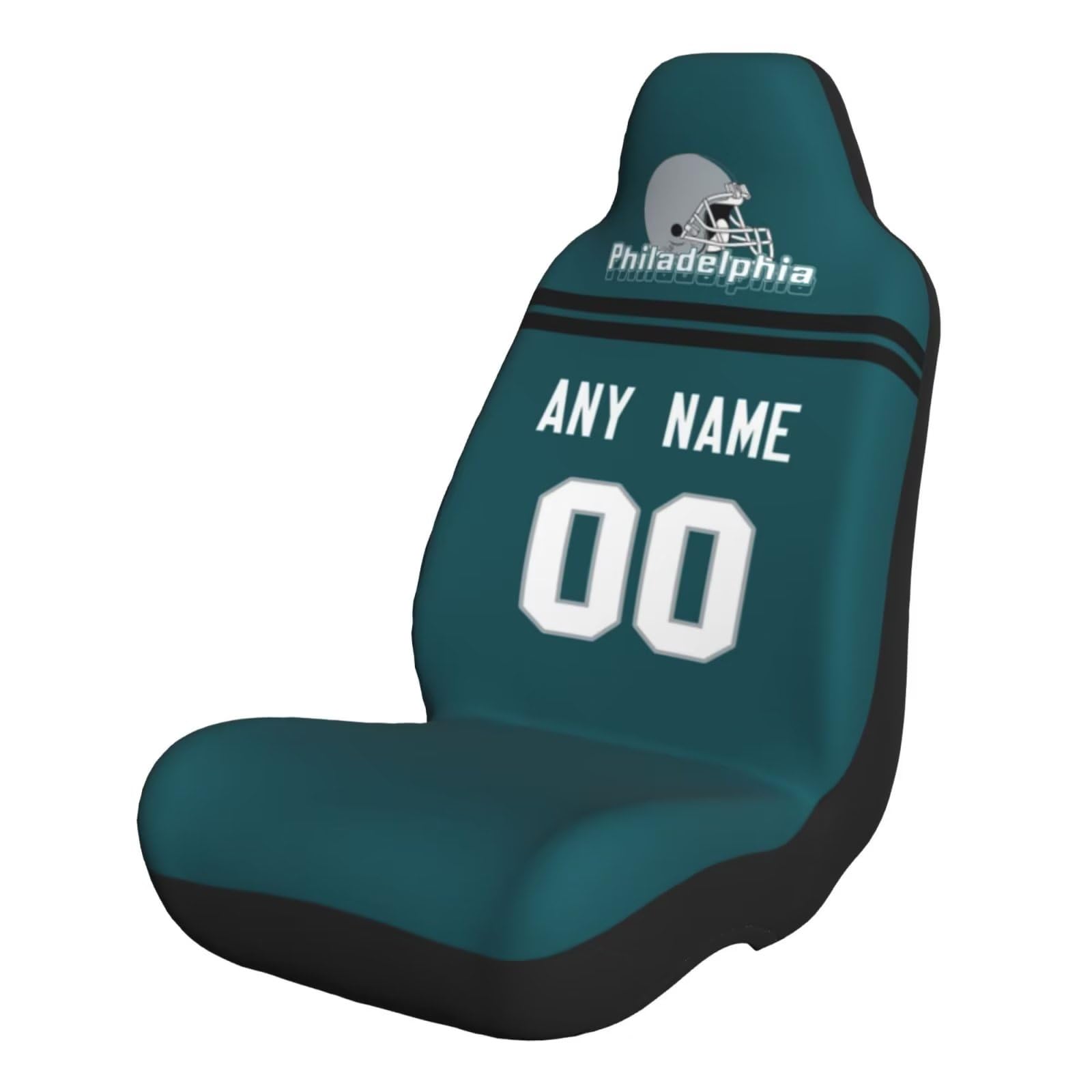 Custom Philadelphia Eagles Football Car Seat Covers - Personalized Name & Number Car Accessories - Universal Fit Elastic Front Seat Protectors (2-Piece Set) - Perfect for Eagles Fans, Game Day Tailgating & Protecting Car Seats