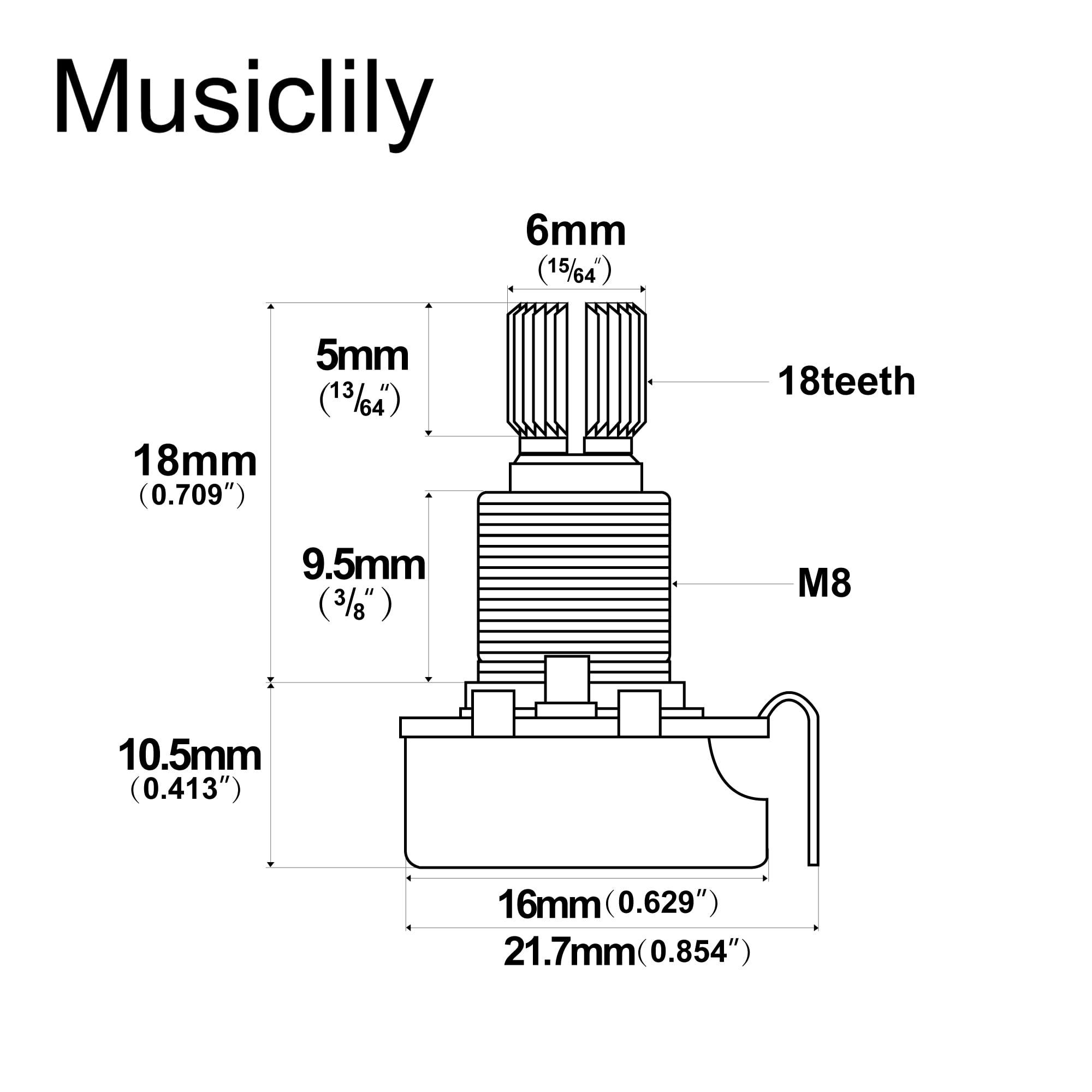 Alpha Mini A25K Metric Potentiometers - 2 Pack Split Shaft Audio Taper Pots for Electric Guitar & Bass - Perfect for Volume/Tone Control in DIY Guitar Pedals & Amplifiers