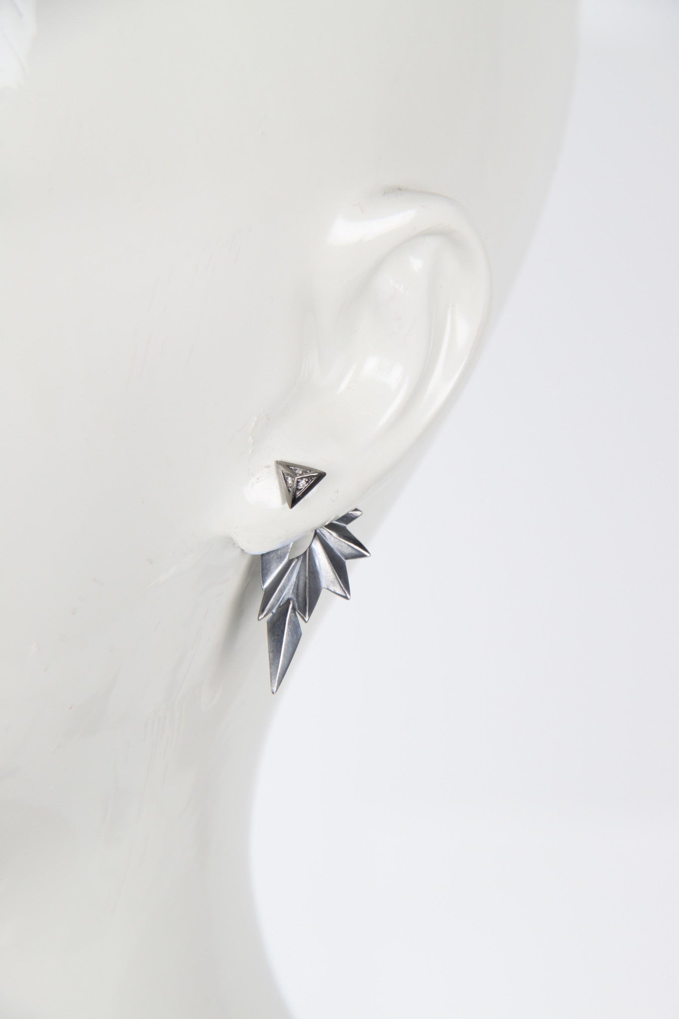 14K White Gold Sid Diamond Earrings for Women - Elegant Dark Studs for Everyday Wear, Parties & Special Occasions