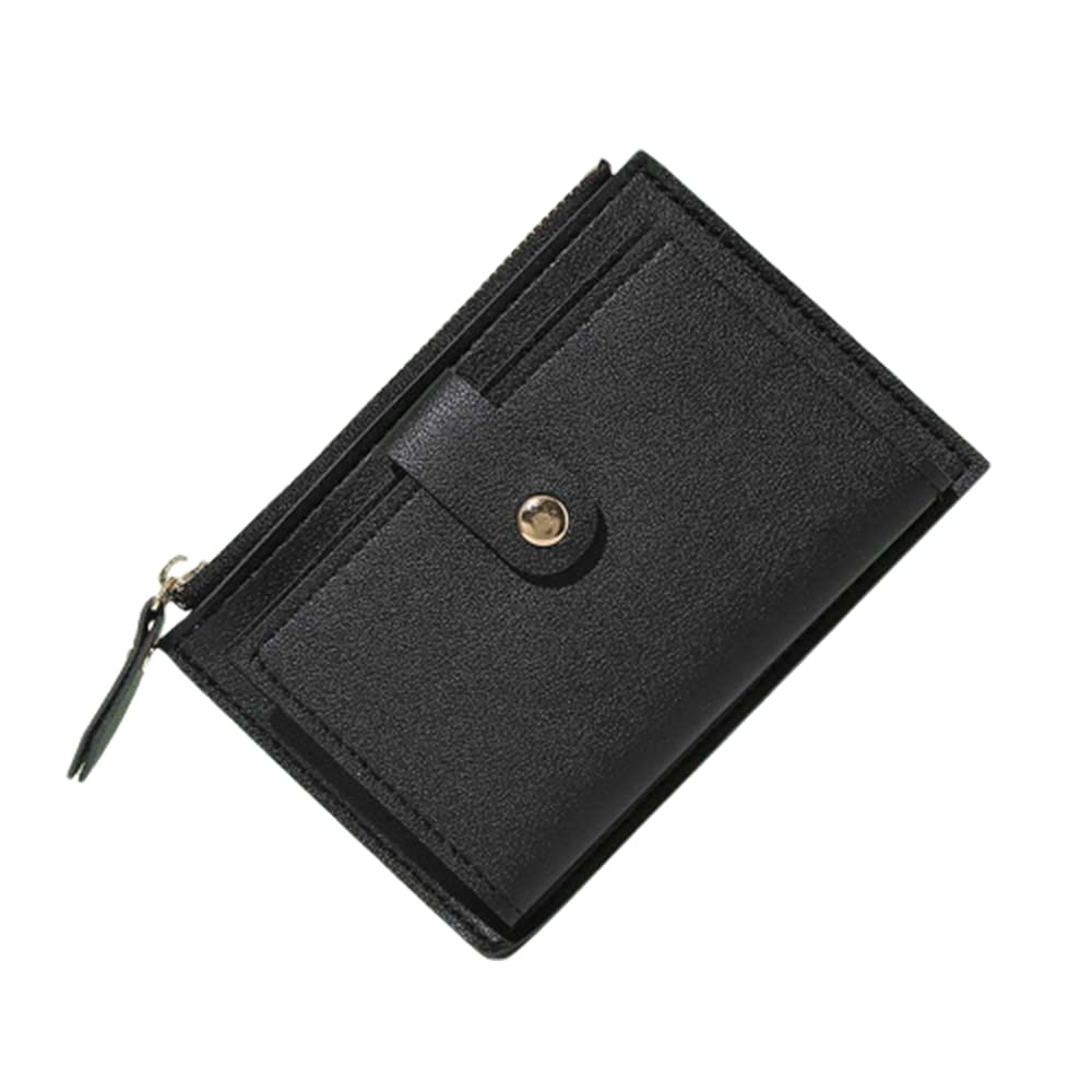 Women's Small Bifold PU Leather Wallet with Card Slots & Zipper Coin Purse - Slim Minimalist RFID Blocking Wallet for Women - Perfect for Everyday Use, Travel, and Gift Giving (Black)