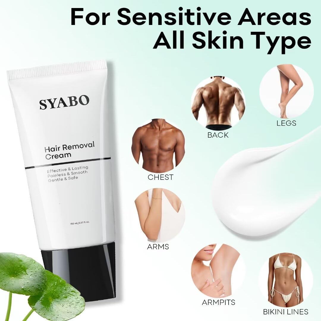 Best Hair Removal Cream with Collagen - Intimate & Private Area Hair Remover + Anti-Aging Face Moisturizer - Daily Hydrating Cream for All Skin Types - Perfect for Sensitive Skin & Bikini Line Care