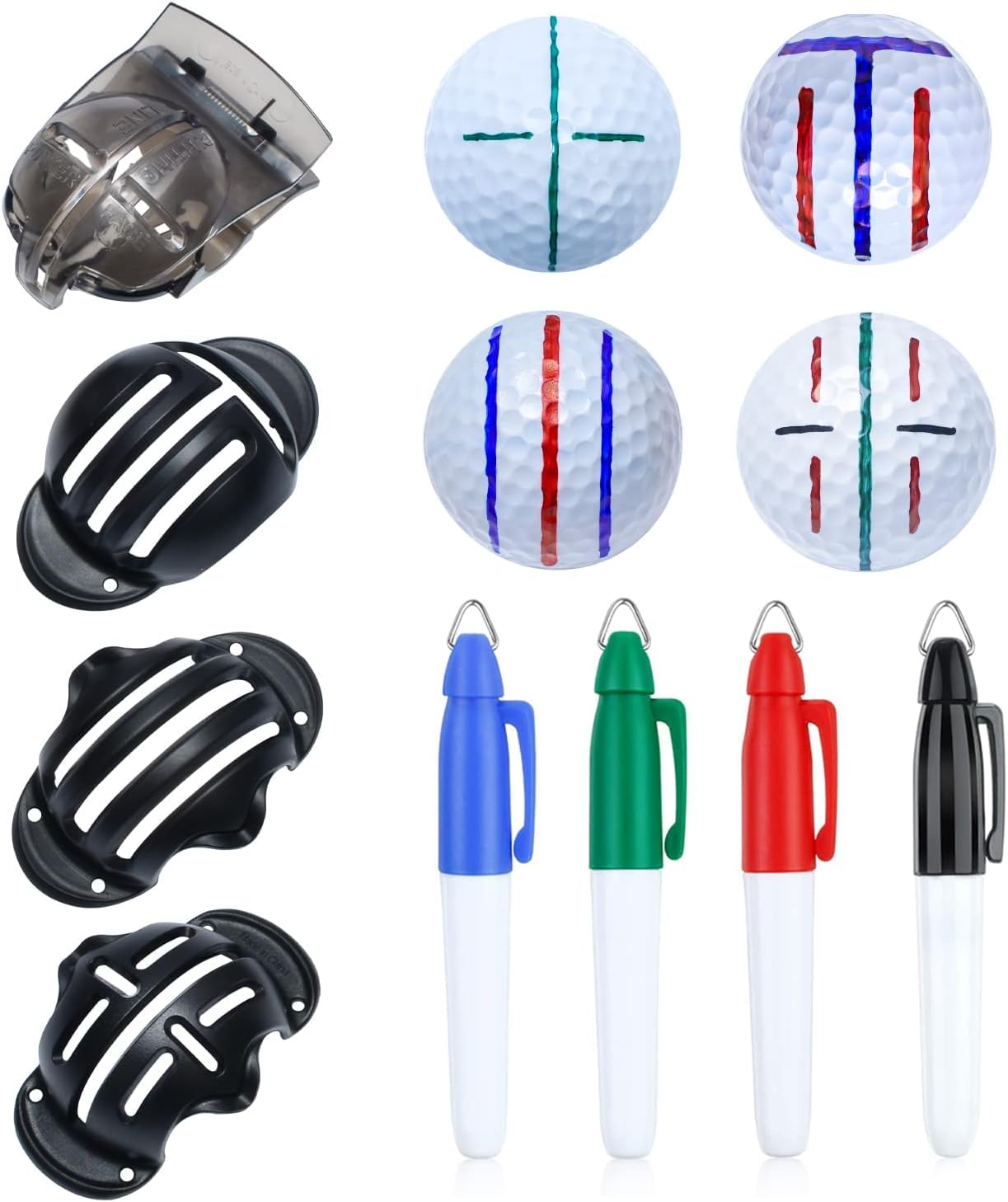 Precision 8-Pack Golf Ball Markers with Alignment Tool - Professional Golf Ball Line Drawing Markers for Improved Putting Accuracy | Perfect Golf Accessories for Practice & Tournament Play