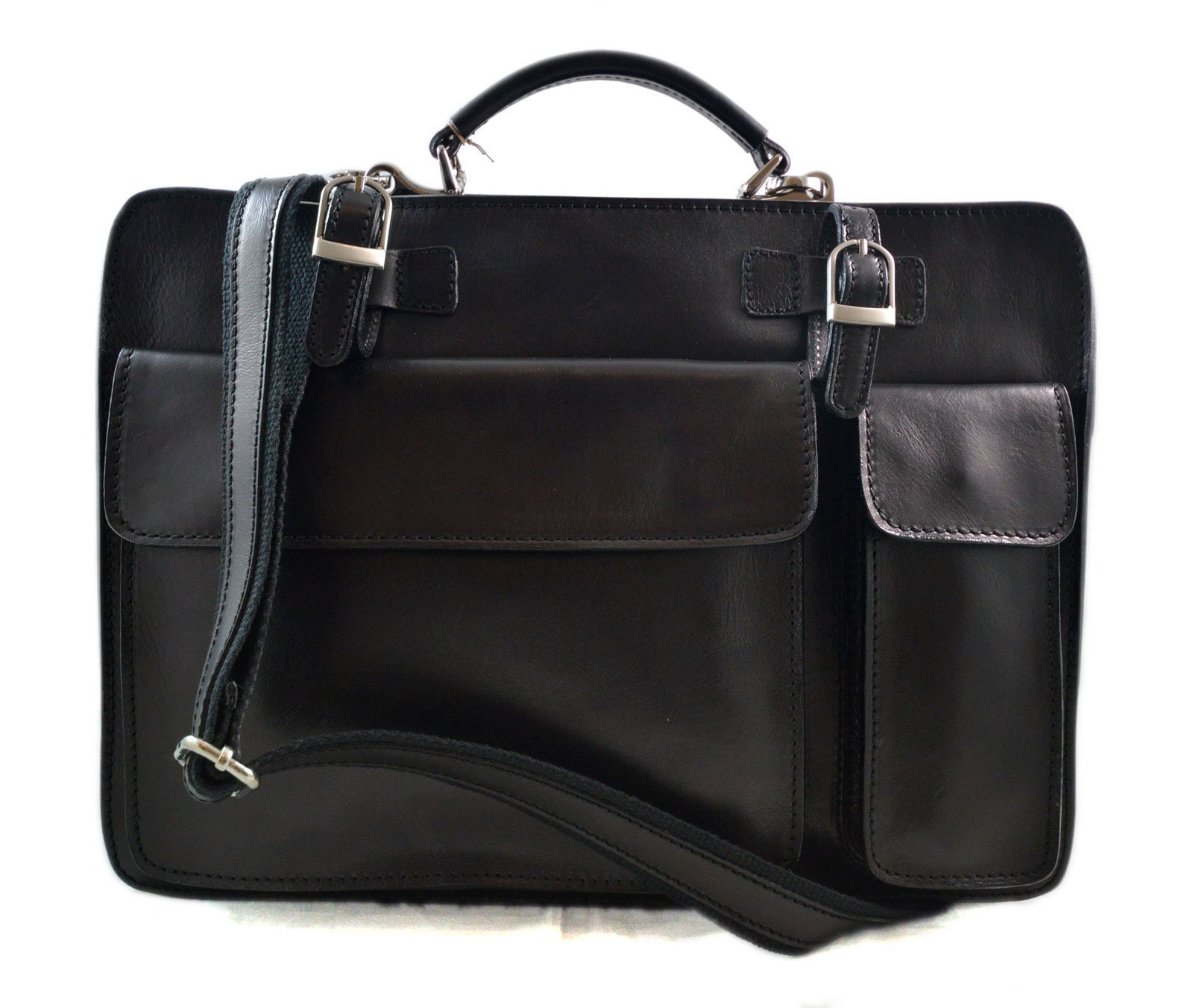 Premium Genuine Leather Shoulder Bag for Women & Men - Business Briefcase, Messenger Bag, Office Document Folder - Ideal for Work, Travel & Daily Commute - Black