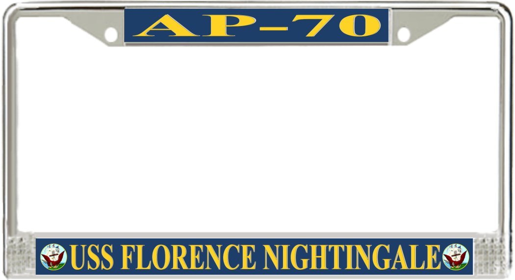 MilitaryBest USS Florence Nightingale AP-70 License Plate Frame - Durable Metal Car Tag Holder for Navy Veterans & Military Enthusiasts - Perfect for Trucks, Cars & Motorcycles