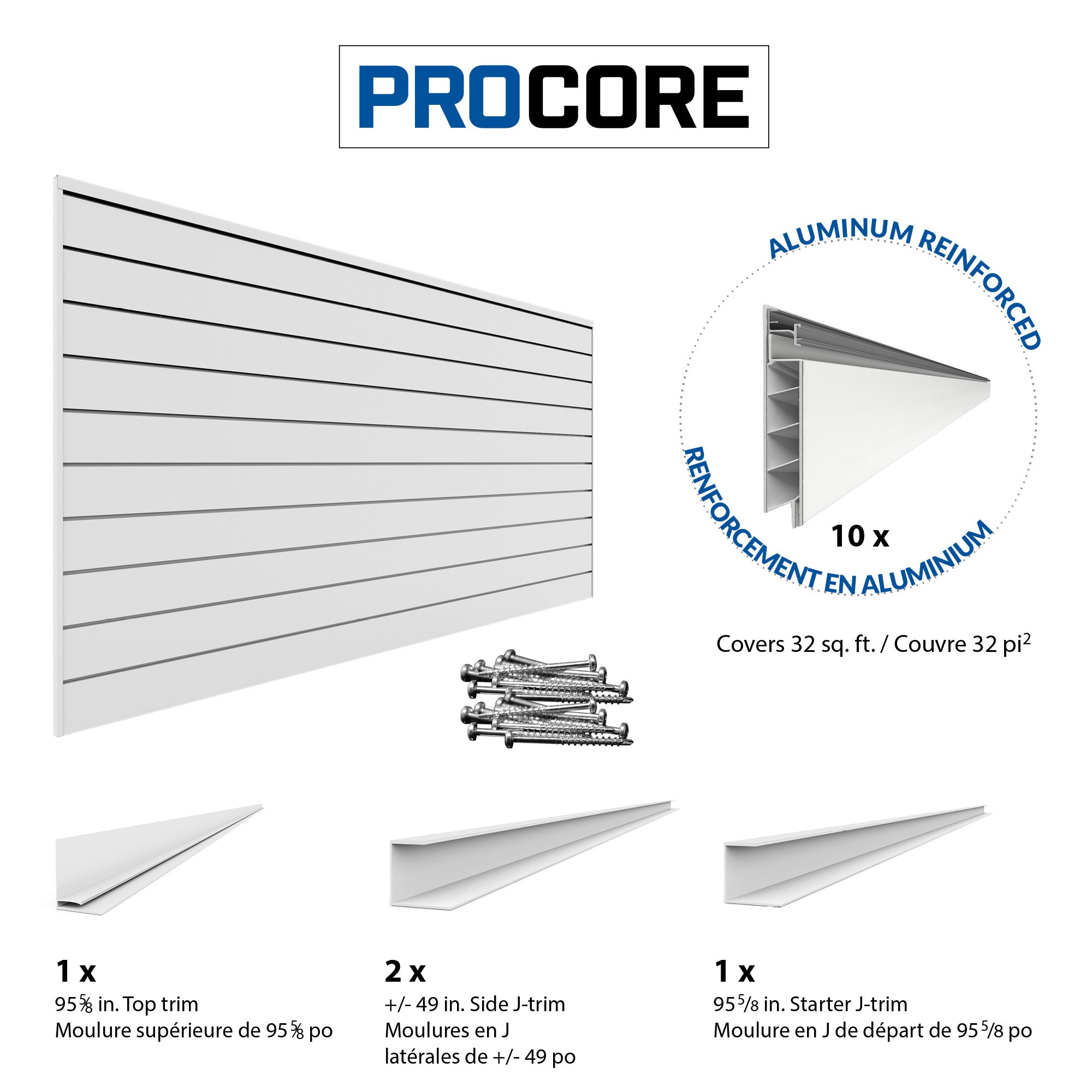 PROCORE Slatwall Basic Bundle - Retail Display Shelving System for Stores & Garages | Durable & Versatile Wall Organizer for Retail, Home, and Office Use