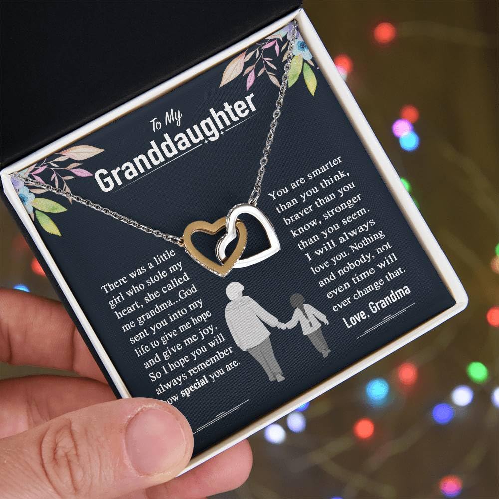 Granddaughter Necklace - Personalized Jewelry Gift for Granddaughter from Grandpa & Grandma, Birthday & Graduation Pendant with Message Card & Gift Box - Perfect for Special Occasions & Heartfelt Moments