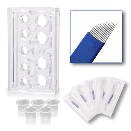 Professional Siah Eyebrow Tattoo Kit - Permanent Makeup Pen, Practice Skin & Pigment Cups with Stand | Perfect for Microblading, Ombre Brows & Beauty Salon Training | Home & Professional Use