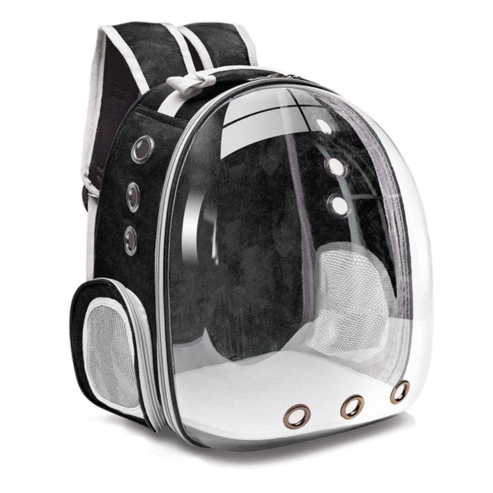Breathable Cat Carrier Backpack - Portable Pet Travel Bag for Small Dogs & Cats, Space Capsule Design, Black | Ideal for Air Travel, Vet Visits & Outdoor Adventures