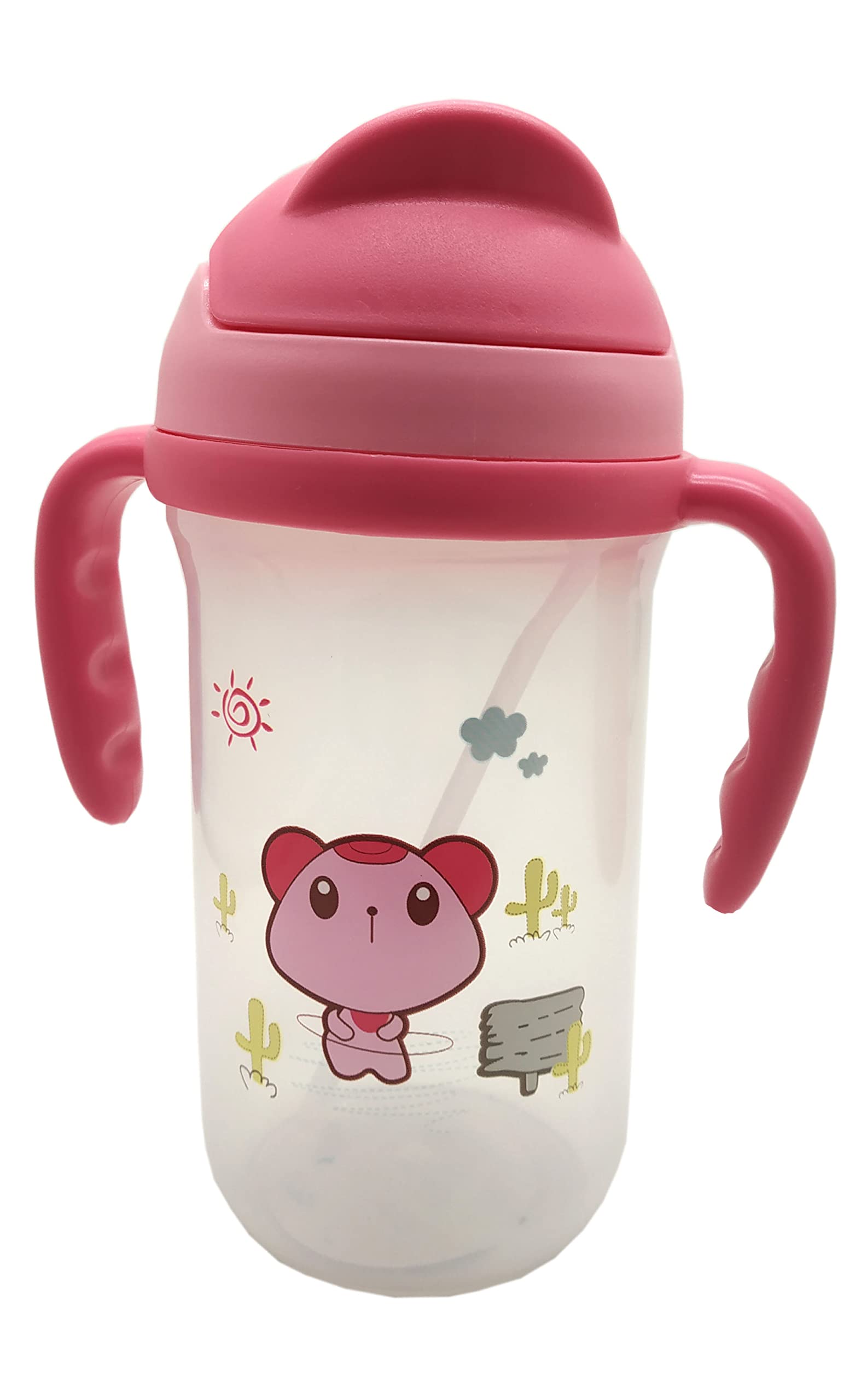 **Leakproof Baby Sipper Bottle with Straw - BPA Free, Durable Twin Handle Non-Toxic Water Bottle for Kids | Cartoon Design for Boys & Girls | Ideal for School, Travel & Outdoor Activities**