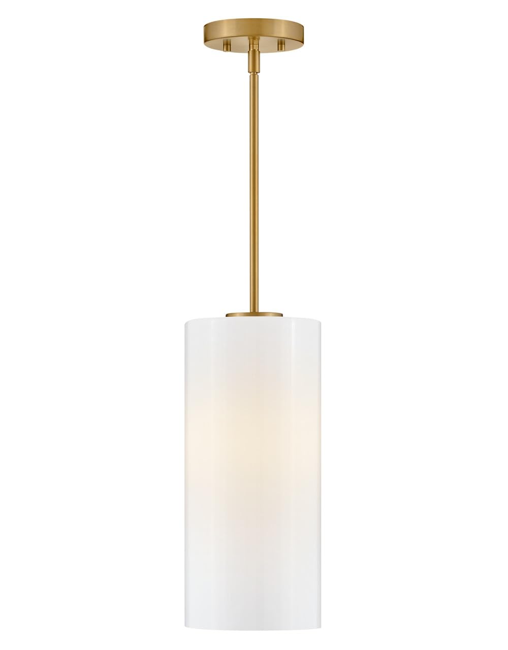 Sleek Lark Lane 83377LCB-CO Single Cylinder Pendant Light with Opal Glass Shade & Lacquered Brass Finish – Perfect for Kitchen Island, Dining Room, or Entryway Lighting