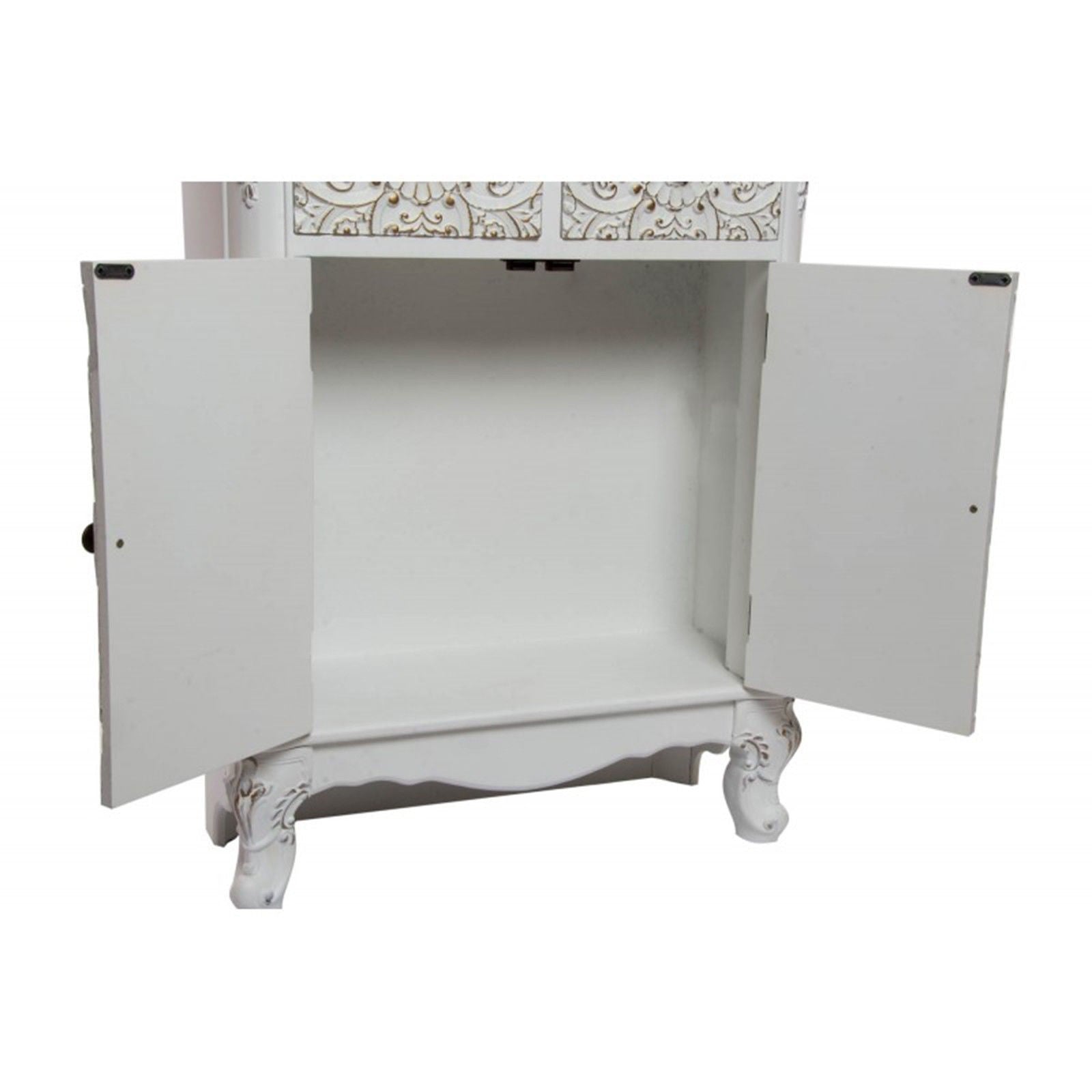 Hand Carved Solid Wood Sideboard - White - Elegant Buffet Cabinet for Dining Room, Living Room & Entryway Storage