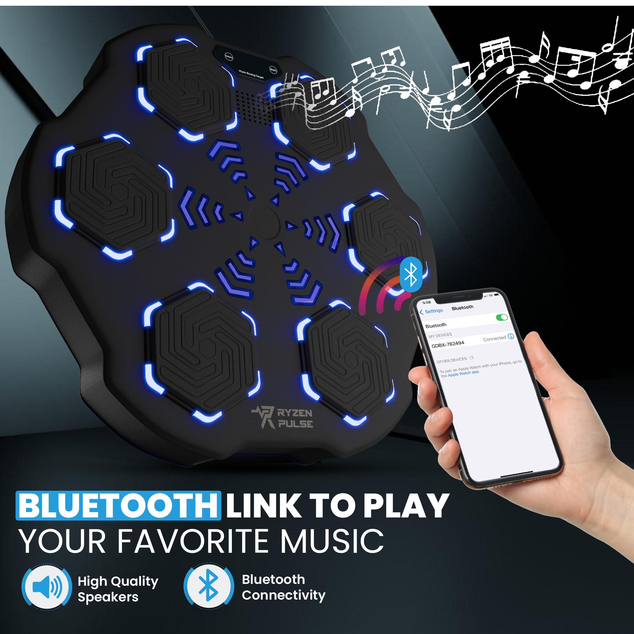 2025 Smart Music Boxing Machine Kit with Resistance Bands, Premium Gloves & Carry Bag - Bluetooth Wall-Mounted Boxing Trainer for Cardio, Strength & Full-Body Workout - Perfect for Home Gym, Office Exercise & Fitness Enthusiasts