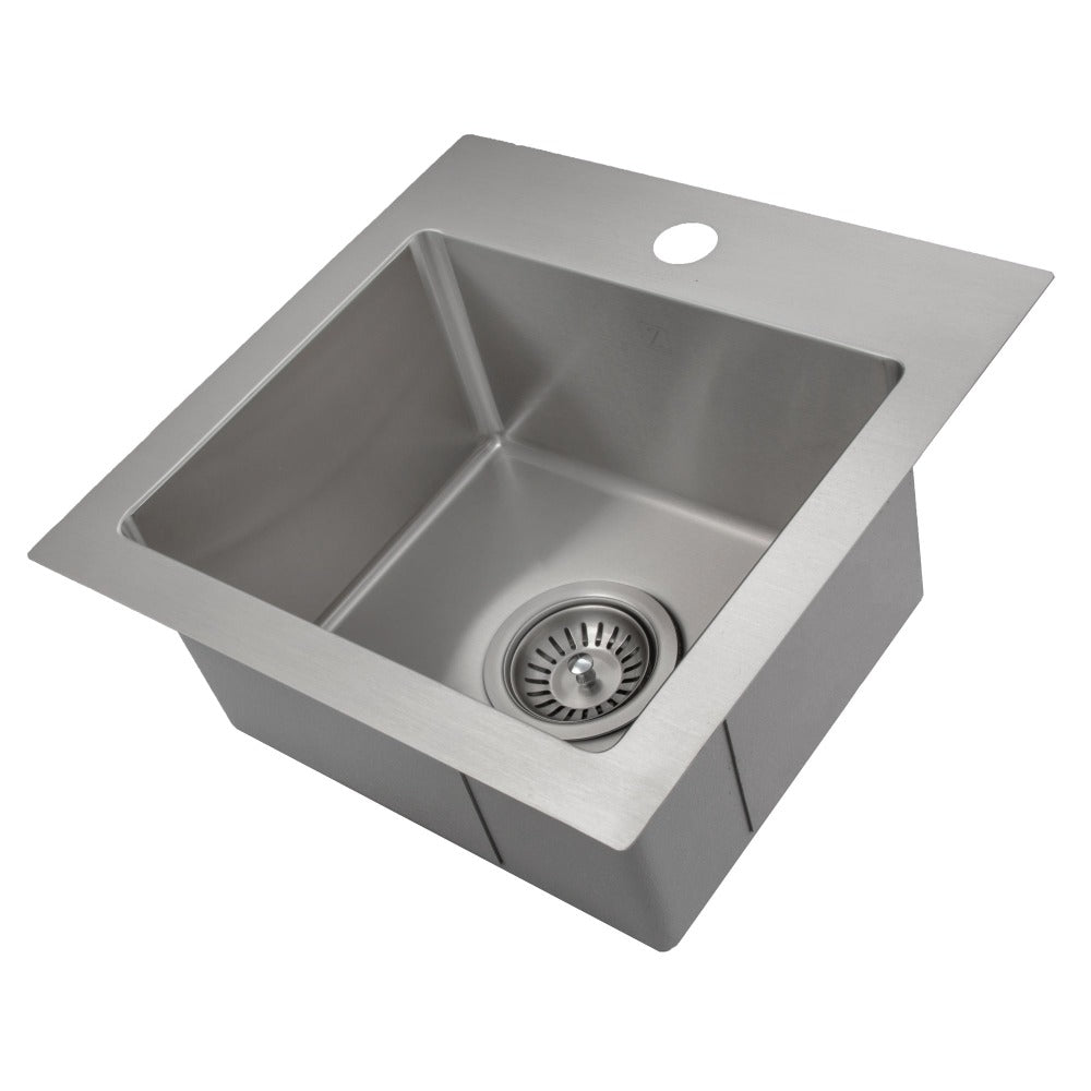 ZLINE Donner 15-inch Topmount Single Bowl Stainless Steel Kitchen Sink (STS 15) - Bar & Prep Sink for Modern Homes, Restaurants & Commercial Use