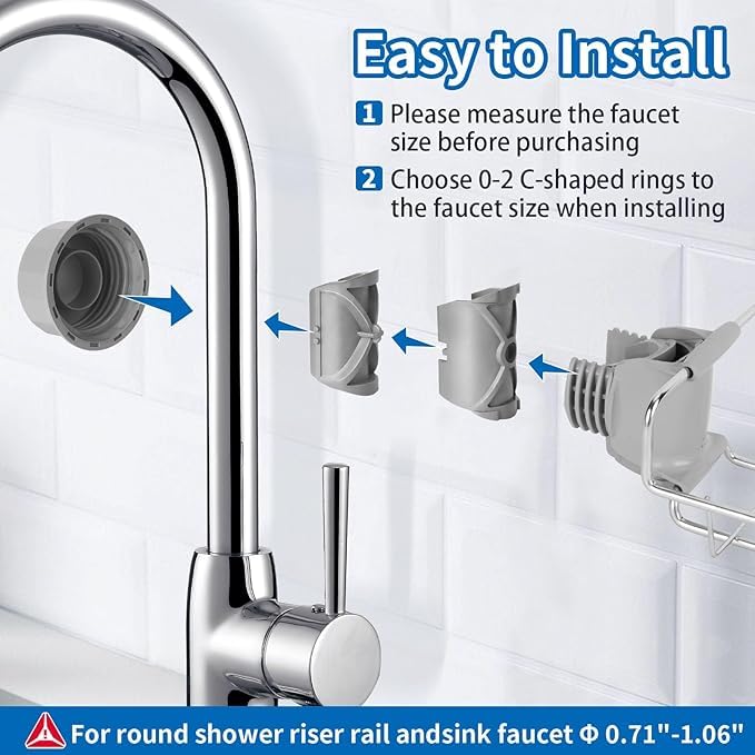 Stainless Steel Kitchen Sink Soap Holder & Sponge Rack - Rustproof Faucet Mount Organizer for Dish Soap, Sponges & Brushes | Perfect for Small Spaces, RV Sinks & Clutter-Free Kitchen Countertops