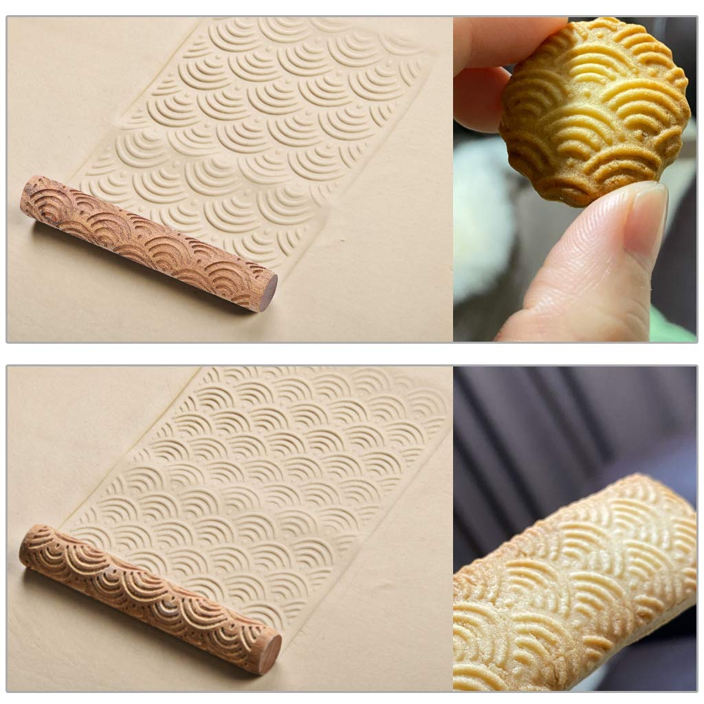 OwnMy 10-Piece Clay Modeling Pattern Rollers Kit - Dragon, Phoenix, Clouds, 3D Geometric Cookie Cutters with Wooden Handles for Pottery, Ceramics & DIY Crafts | Perfect for Cake Decorating, Polymer Clay Art & Home Decor Projects