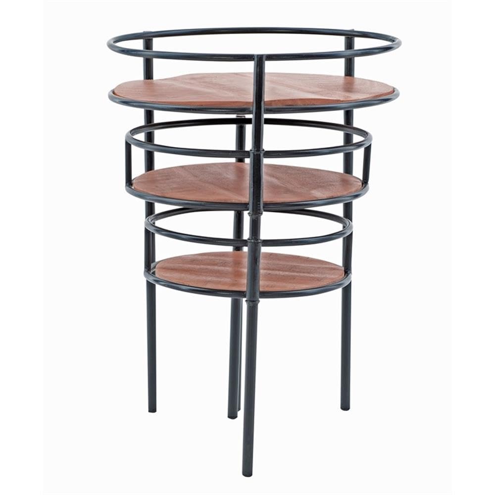 Powell Furniture Linon Carter 3-Tier Metal Plant Stand Side Table - Black | Indoor & Outdoor Home Decor for Plants, Books, and Display