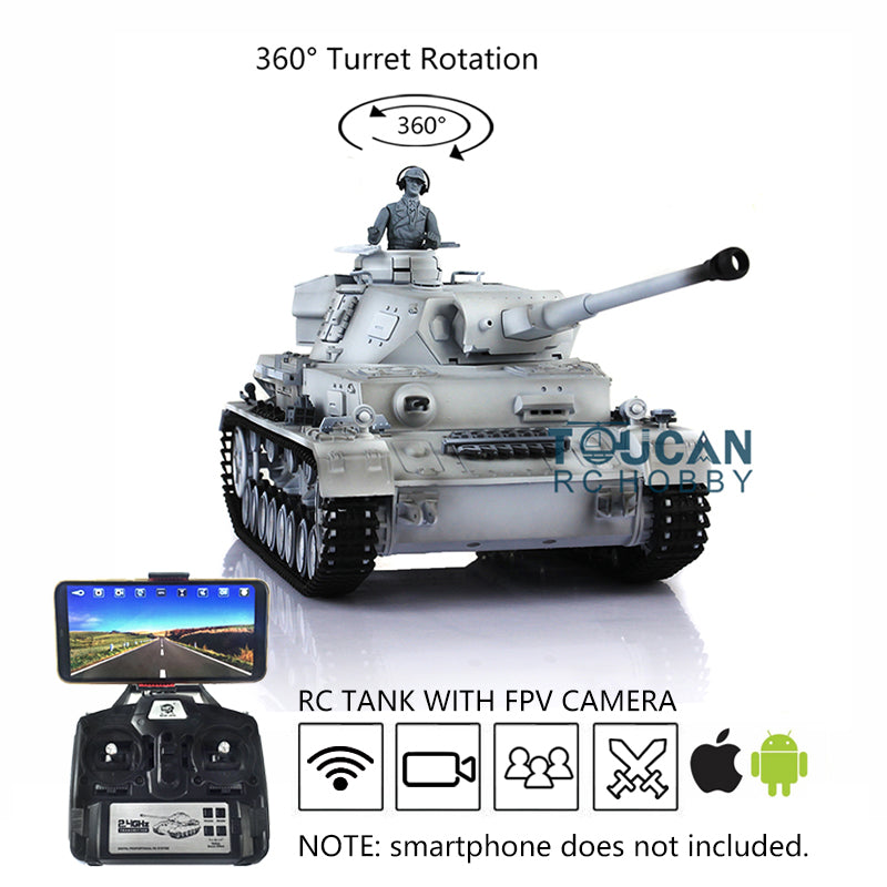1/16 Henglong Upgraded Panzer IV F2 RC Tank - 3859 Model with FPV Camera, 360° Rotating Turret, Metal Sprocket Wheels & Engine Sound | Military Vehicle Collectible, Battle Simulation & Outdoor Play