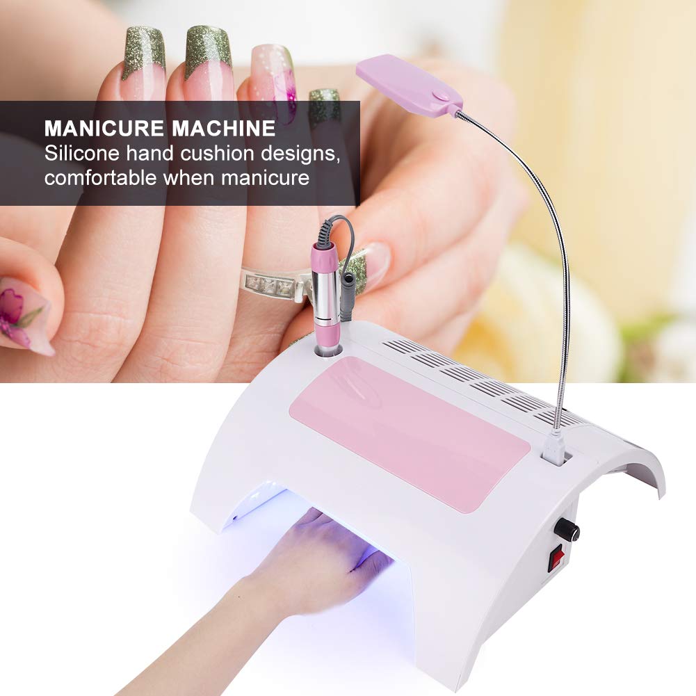 5 in 1 Nail Dust Collector with Drill - 60W Multi-Functional Nail Grinding Machine, Cleaner, Manicure Light & Hand Rest Pillow for Salon & Home Manicure Pedicure | Perfect for Nail Salons, DIY Nail Art & Professional At-Home Grooming (US)