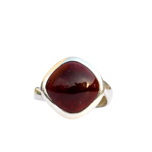 Garnet Gemstone Minimalist Ring - 925 Sterling Silver Stackable Ring for Women - Handmade Jewelry for Engagement, Wedding, Anniversary Gift - Perfect for Everyday Wear & Special Occasions
