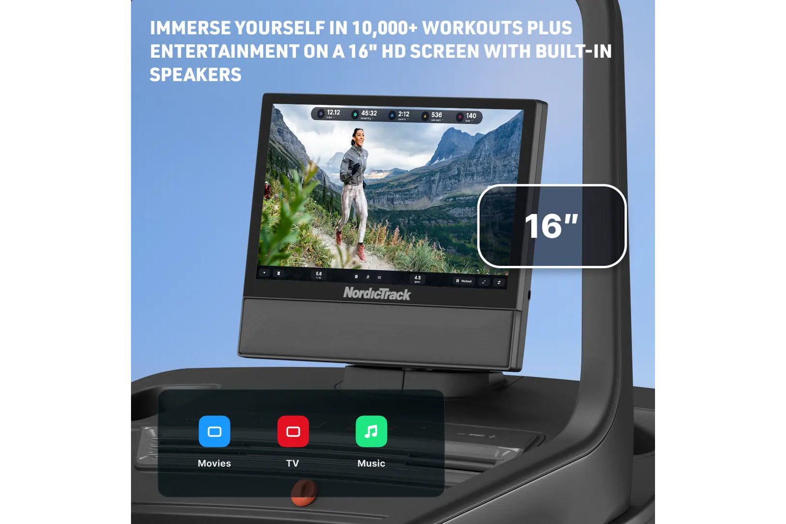 NordicTrack NEW X16 Treadmill - Premium Incline Trainer with 16% Incline & 3.0 HP Motor - Perfect for Home Gym, Cardio Workouts & Weight Loss Training