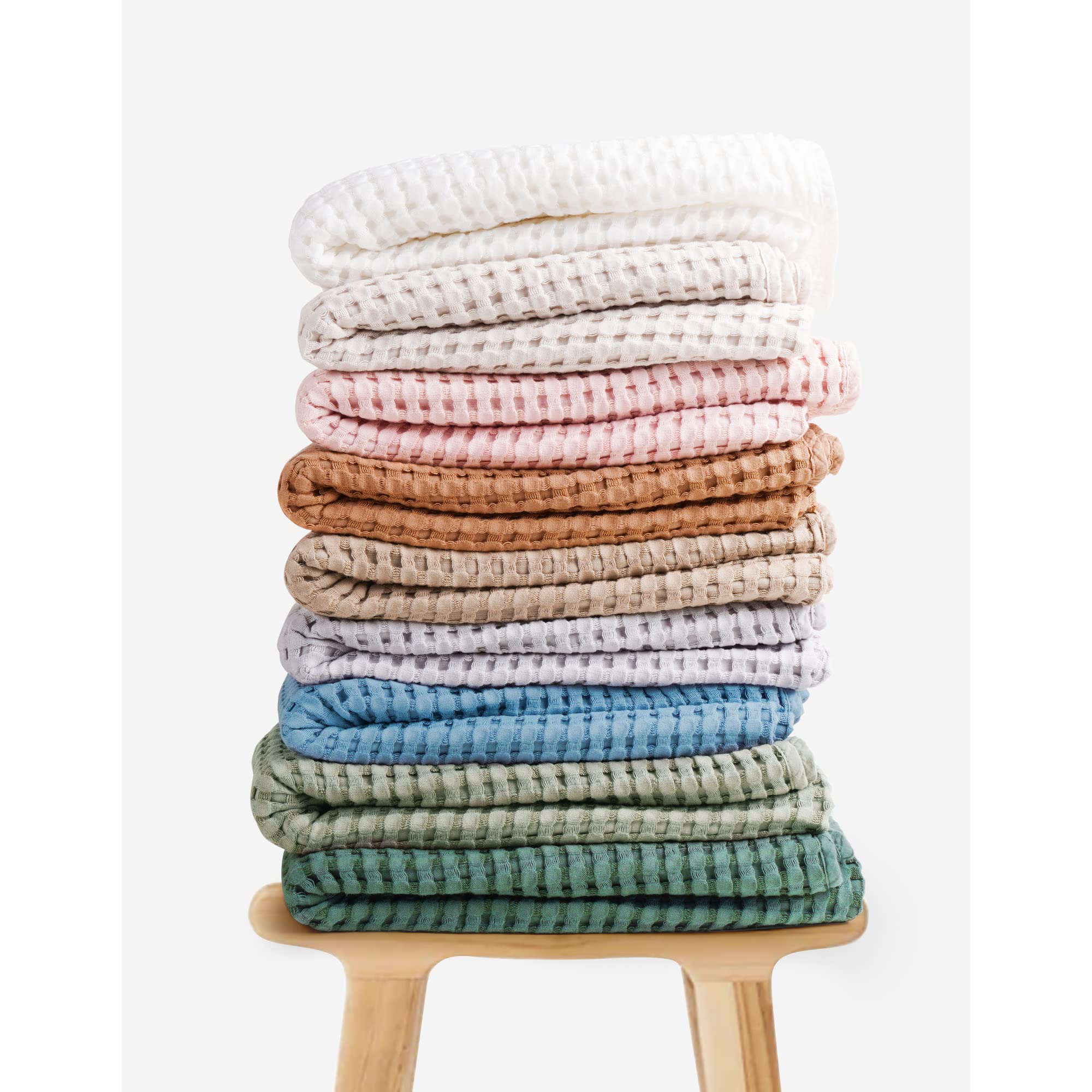 Konssy Waffle Baby Blankets - Soft Neutral Swaddle & Nursery Blankets for Boys & Girls - Lightweight Toddler & Kids Throw Blanket (Green) - Perfect for Cuddling, Swaddling & Nursery Decor