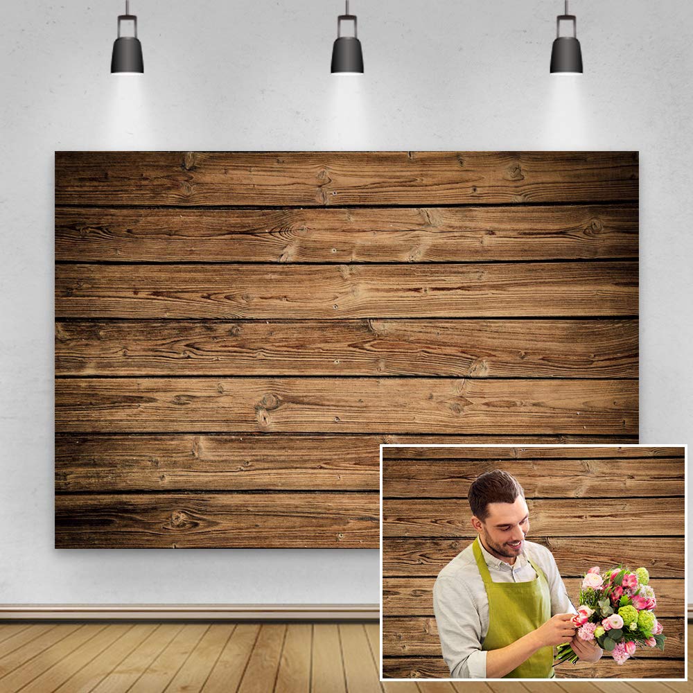 Yeele 10x8ft Rustic Brown Wooden Plank Vinyl Photography Backdrop - Perfect for Food Photography, Baby Showers, Birthday Parties, Cake Table Decor & Newborn Portrait Shoots | Durable Floor & Wall Background