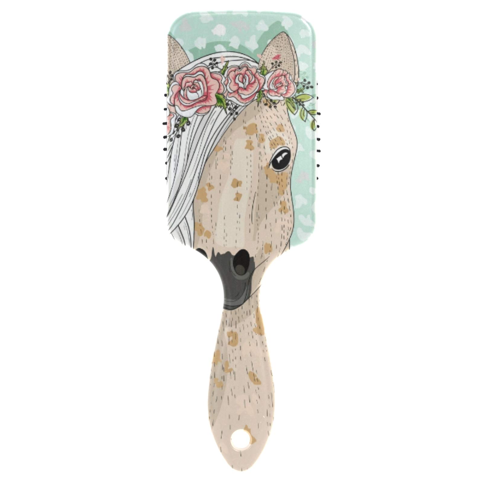 Horse Hair Brush for Women Men Kids - Detangling Hair Brush for Wet & Dry Hair - Plastic Hairbrush for Smooth & Shiny Hair - Perfect for Home, Travel & Salon Use