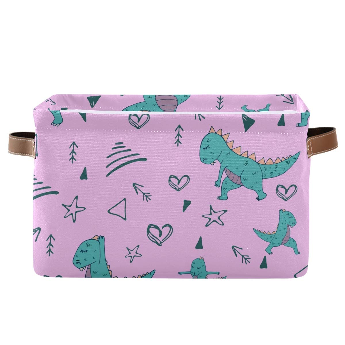 Dinosaur Canvas Storage Baskets - 2-Pack Square Storage Organizer Bins for Closet, Shelf, Home & Office Organization | Perfect for Kids' Room, Playroom & Toy Storage
