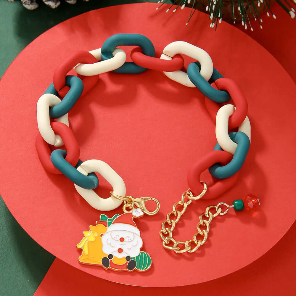 Santa Claus Acrylic Link Holiday Christmas Bracelet | D1045 | Perfect for Christmas Parties, Gift Exchanges & Festive Accessories