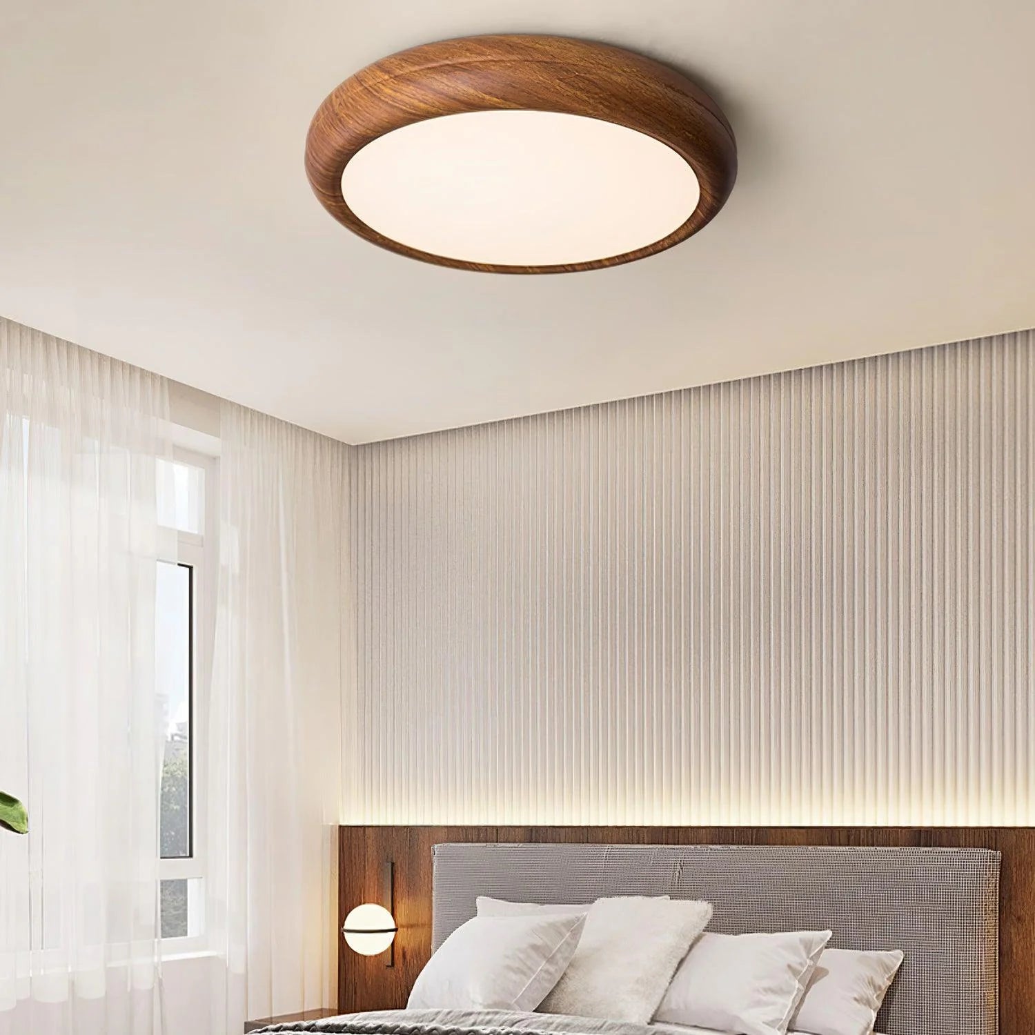 Wood Grain Round Ceiling Lamp - Modern Farmhouse Pendant Light with Natural Wood Finish - Perfect for Living Room, Bedroom, or Dining Room Lighting