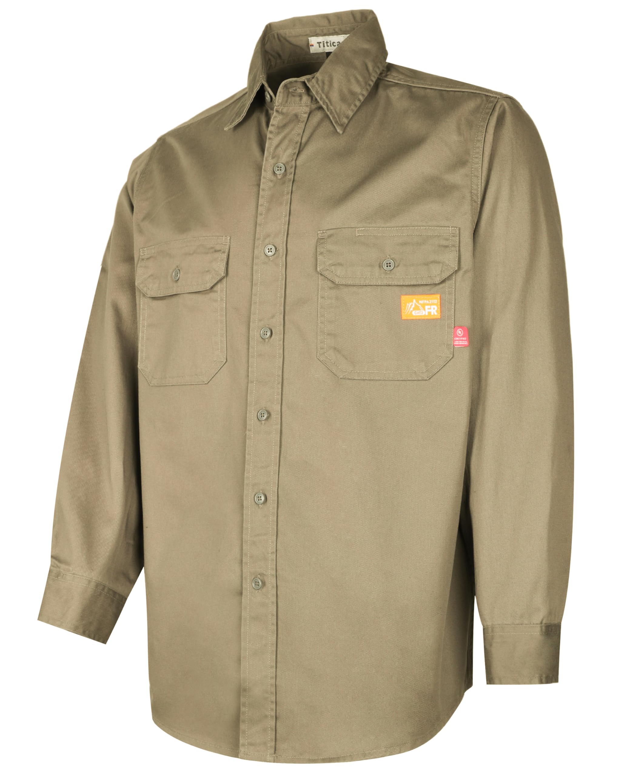 Flame Resistant Work Shirt for Men - 7.5oz Cotton FR Shirt for Welding & Industrial Safety | OSHA Compliant Protective Clothing for Construction, Oil Rig & Fire Hazard Workplaces