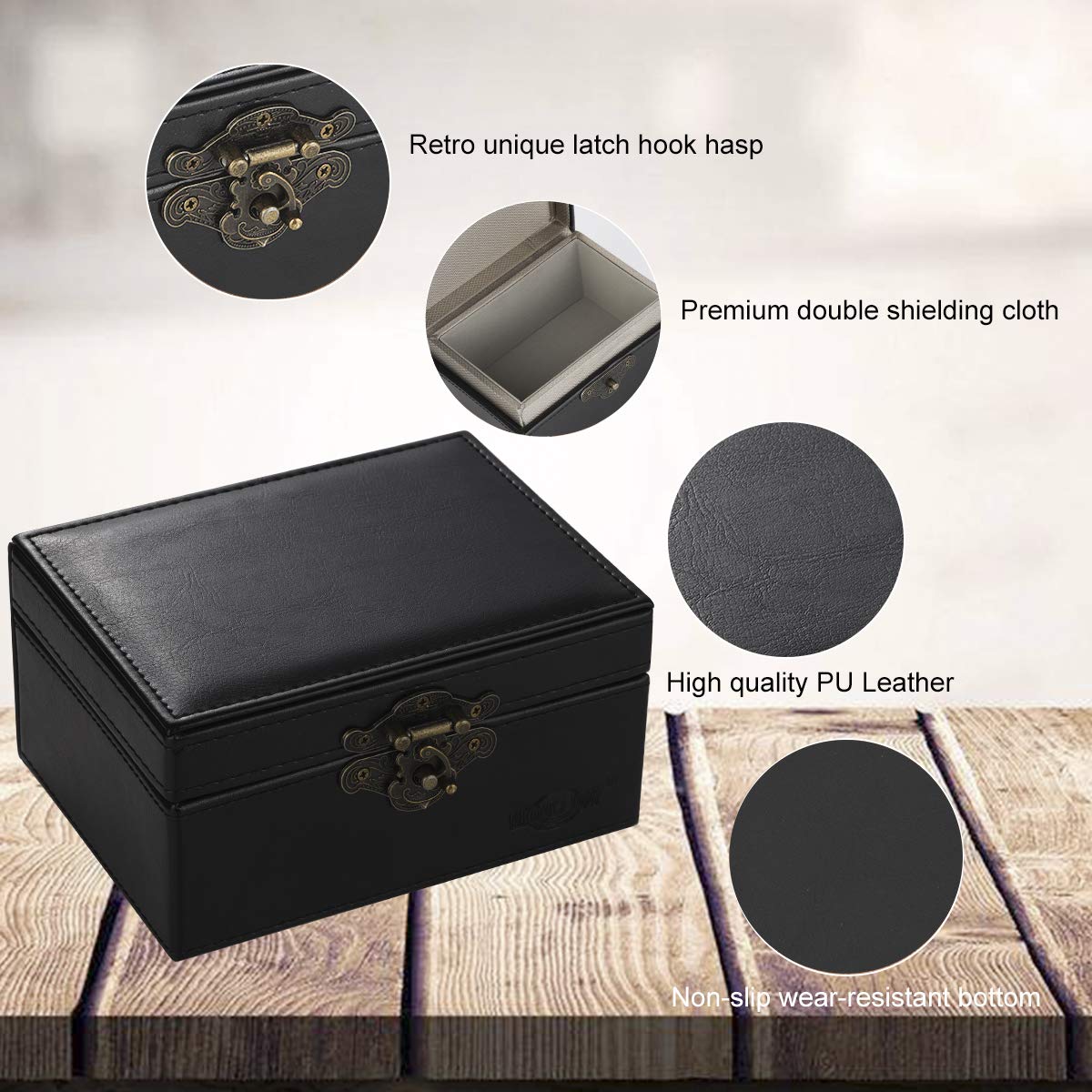 MONOJOY Faraday Box for Car Keys - Large Black RFID Signal Blocker Box | Anti-Theft Leather Key Fob Protector | Keyless Entry Remote Smart Key Storage | Perfect for Home, Office & Travel Security