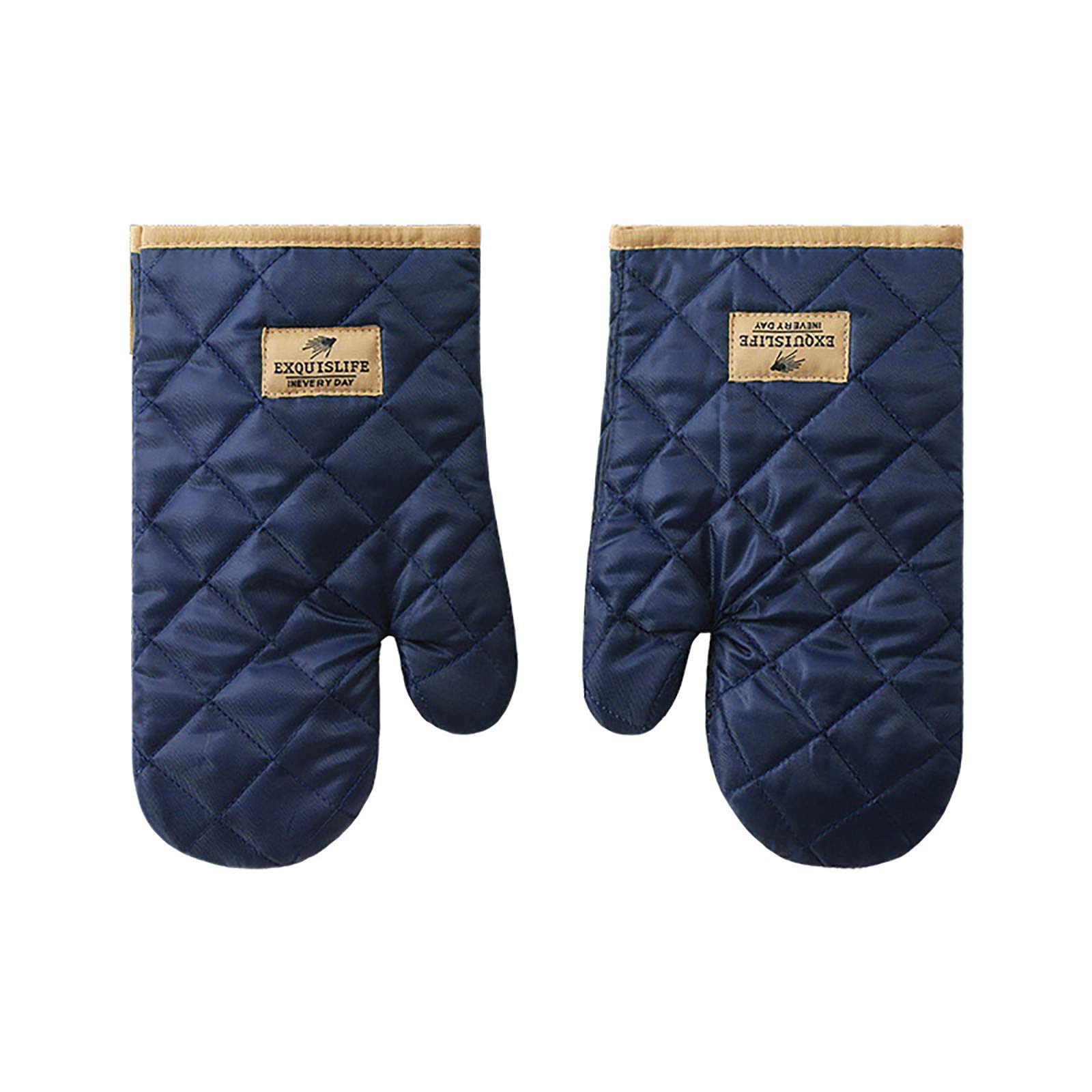 Heat-Resistant Cotton Microwave Oven Gloves - Blue Kitchen Mitts for Cooking, Baking & Grilling - Perfect Pot Holders & Hot Pad Protectors for Safe Food Handling