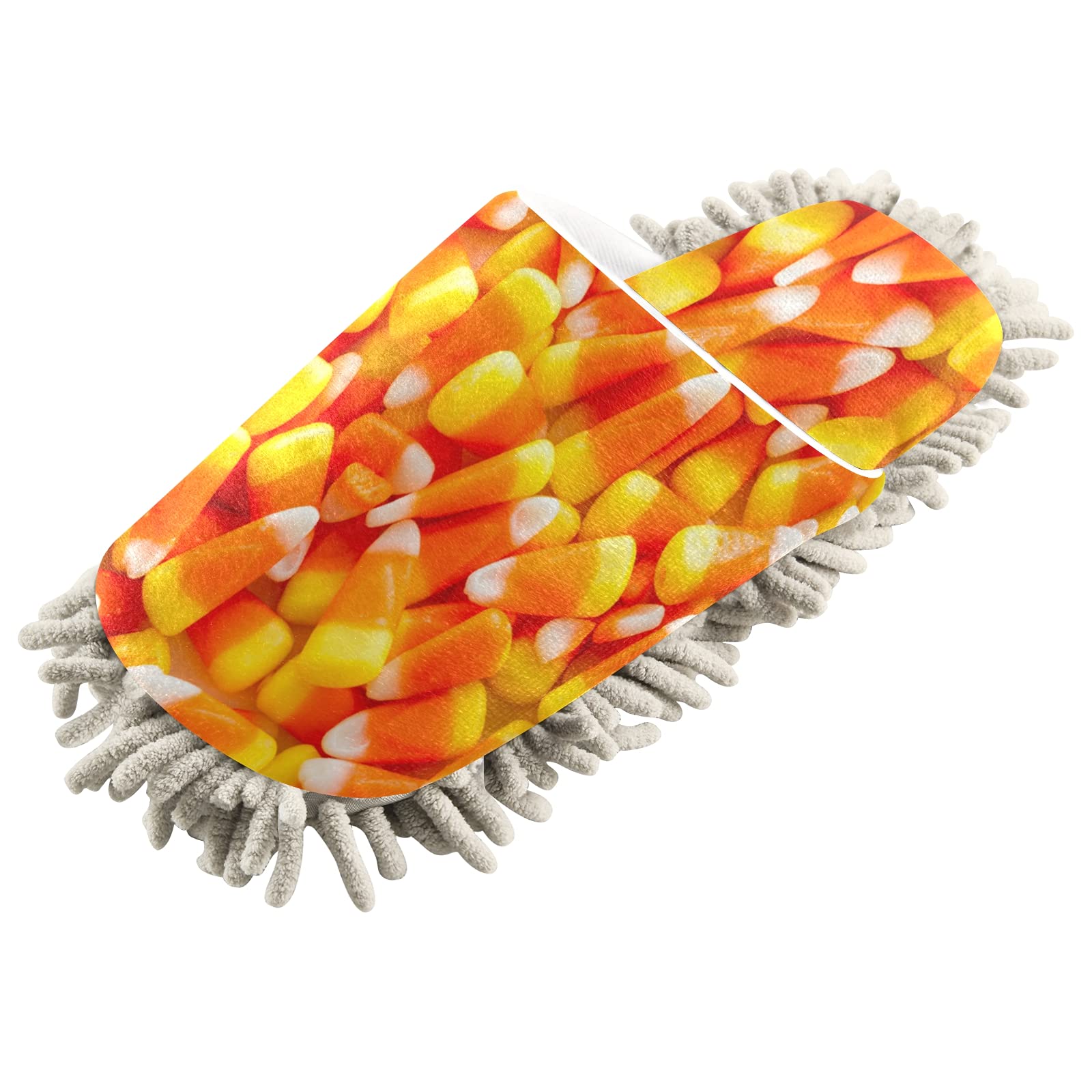 Boccsty Halloween Candy-Corn Mop Slippers - Non-Slip Cleaning House Shoes for Men & Women - Spa & Dusting Slippers for Home Use - Perfect for Halloween Costumes, House Cleaning & Relaxation