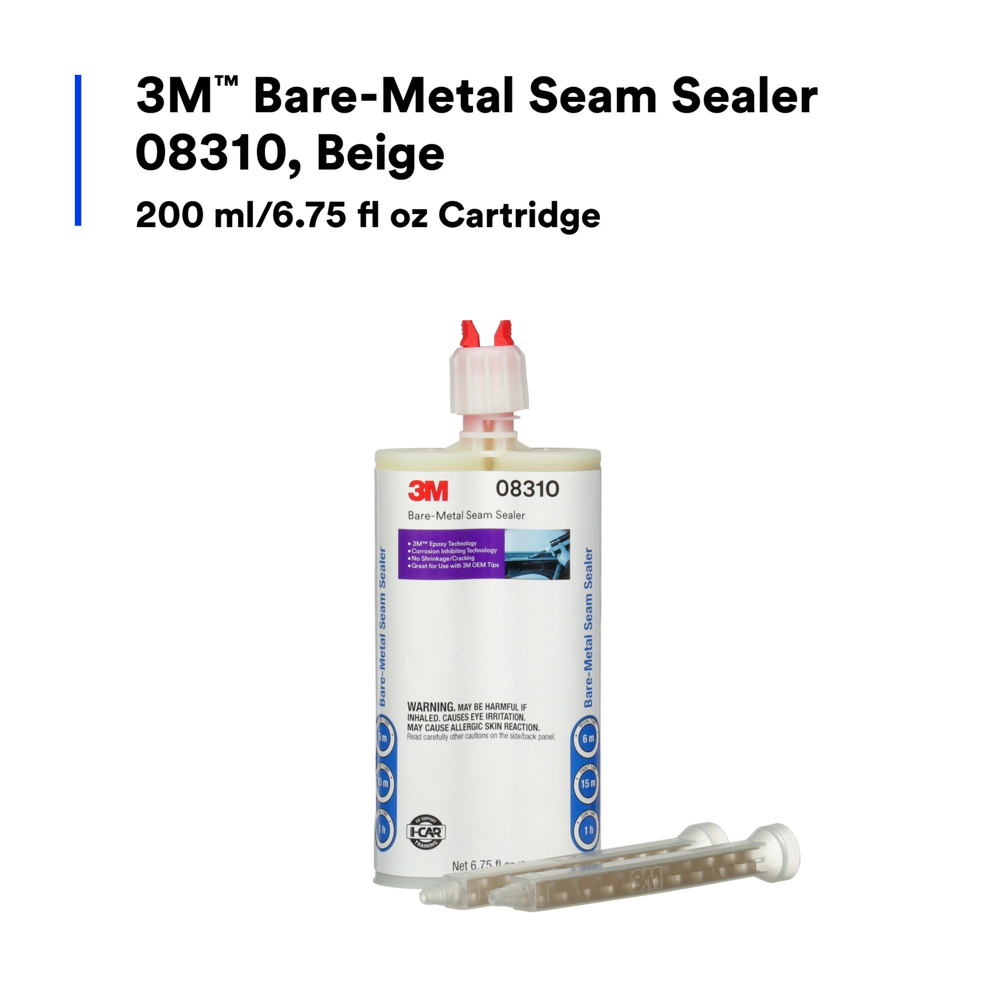 3M Bare Metal Seam Sealer 08310 - Beige Automotive Body Filler (200 mL Cartridge) for Car Restoration & DIY Auto Repair Projects