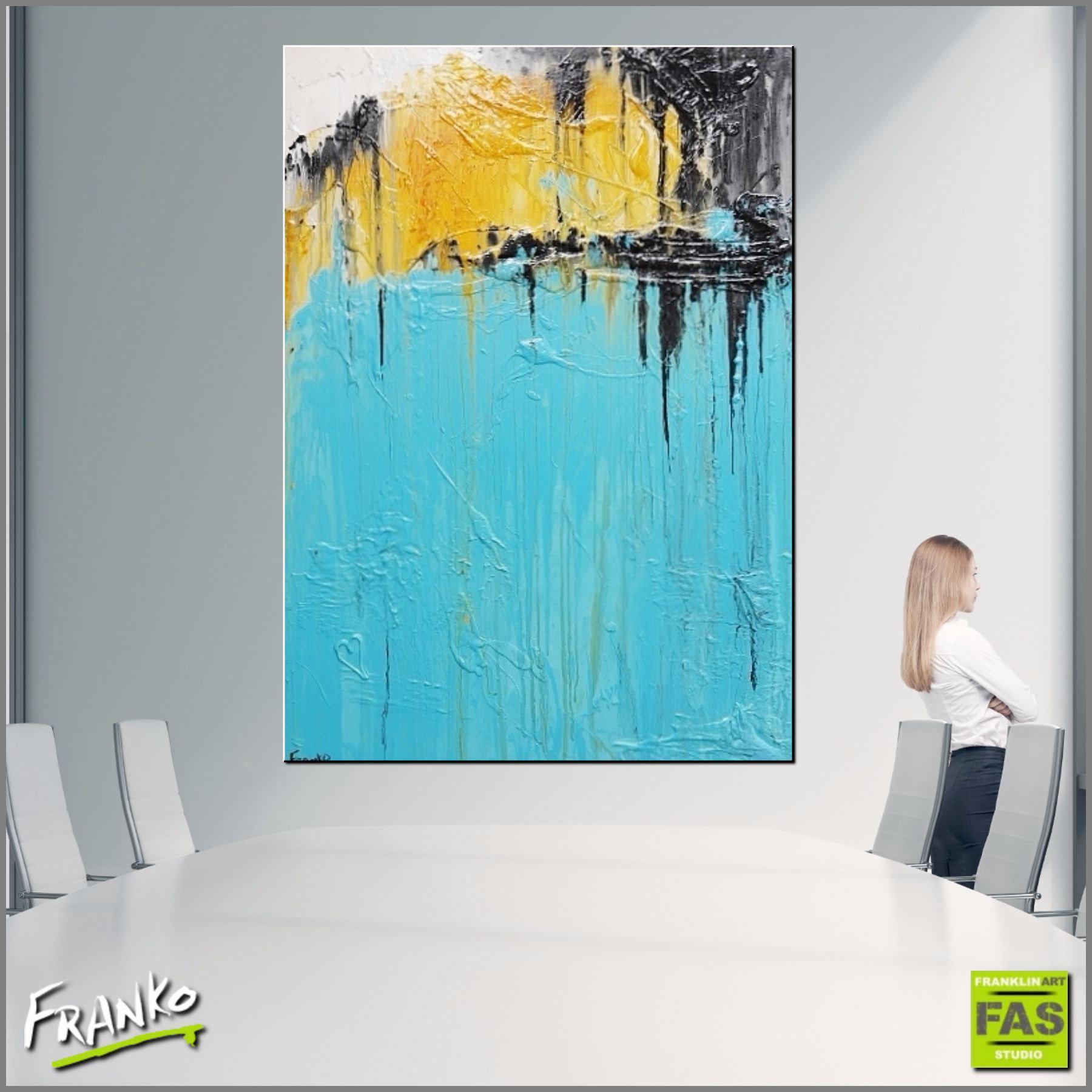 Abstract Blue Wall Art - Modern Canvas Painting for Home & Office Decor | Perfect for Living Room, Bedroom, or Workspace