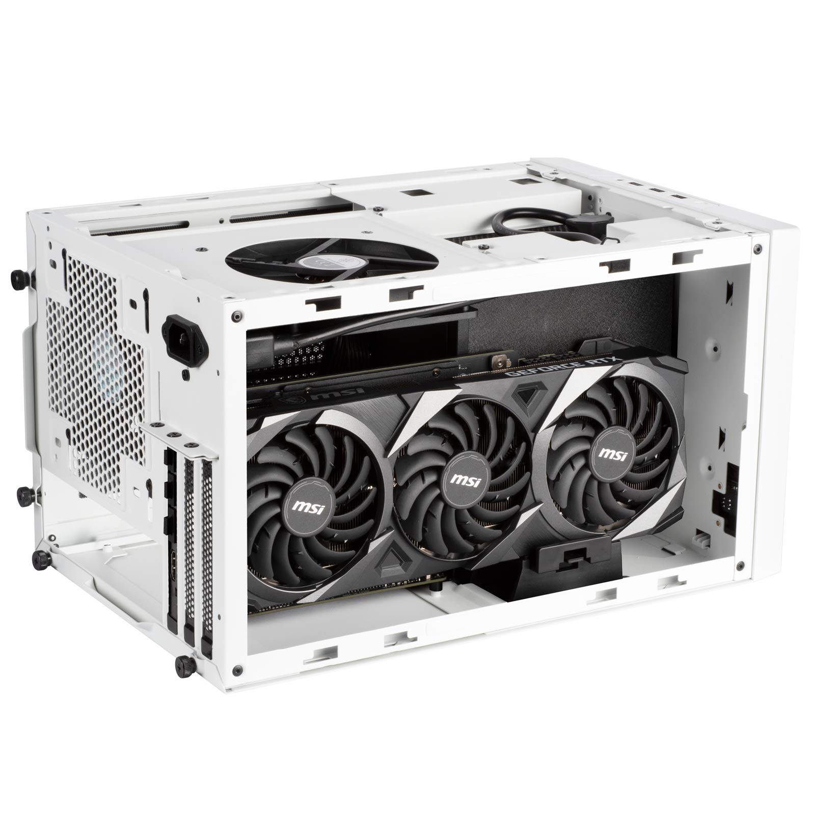 SilverStone Technology SUGO 14 SG14 White Mini-ITX Cube PC Case - Supports 3 Slot Full Length GPUs, ATX PSU & 240mm AIO - 4 Removable Panels (SST-SG14W) - Perfect for Compact Gaming Rigs & Home Theater PCs