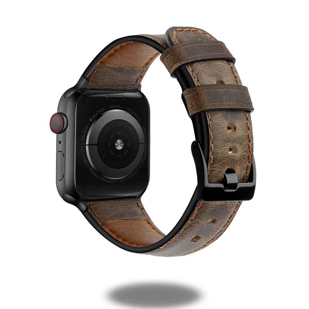 Vintage Leather Apple Watch Band - Classic Retro Style Replacement Strap for Apple Watch Series 1/2/3/4/5/6/7/8/SE - Perfect for Casual Wear, Office & Special Occasions