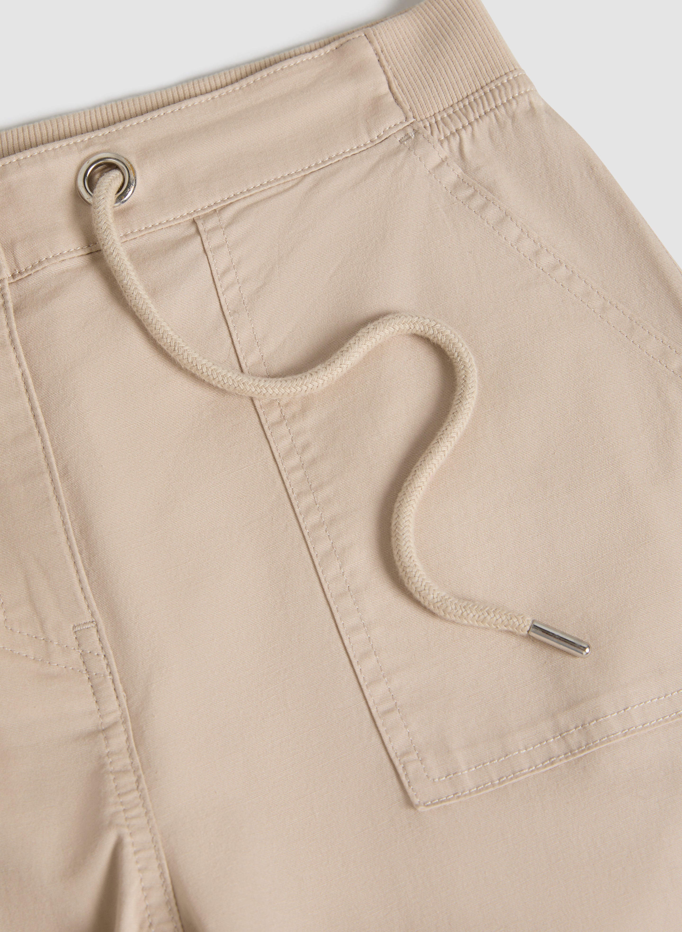 Women's Cotton Drawstring Waist Cargo Capri Pants - Comfortable Stretch Casual Shorts for Hiking, Travel & Outdoor Activities
