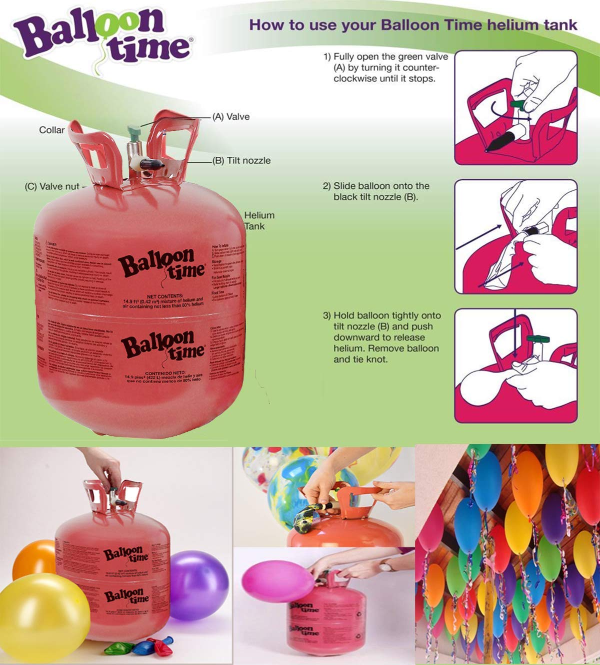 **Helium Tank Kit with 50 Latex Balloons, White Ribbon, 12 Balloon Weights & Tying Tool - Perfect for Birthday Parties, Weddings & Events**