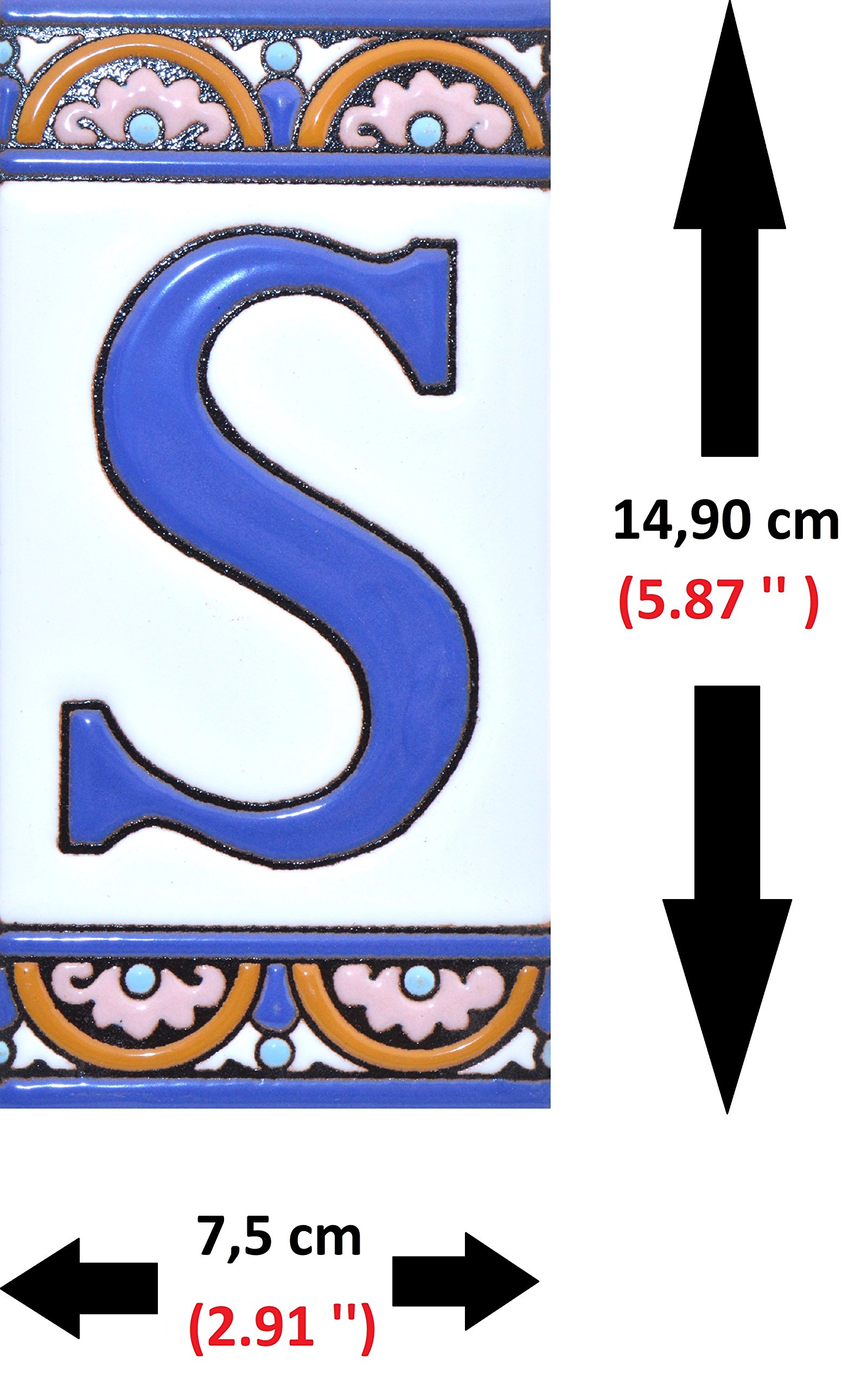 6 Inch Hand Painted House Letter Tiles - Custom Address Signs, Names & Numbers for Home Decor - ARCO GRANDE Design 5.86