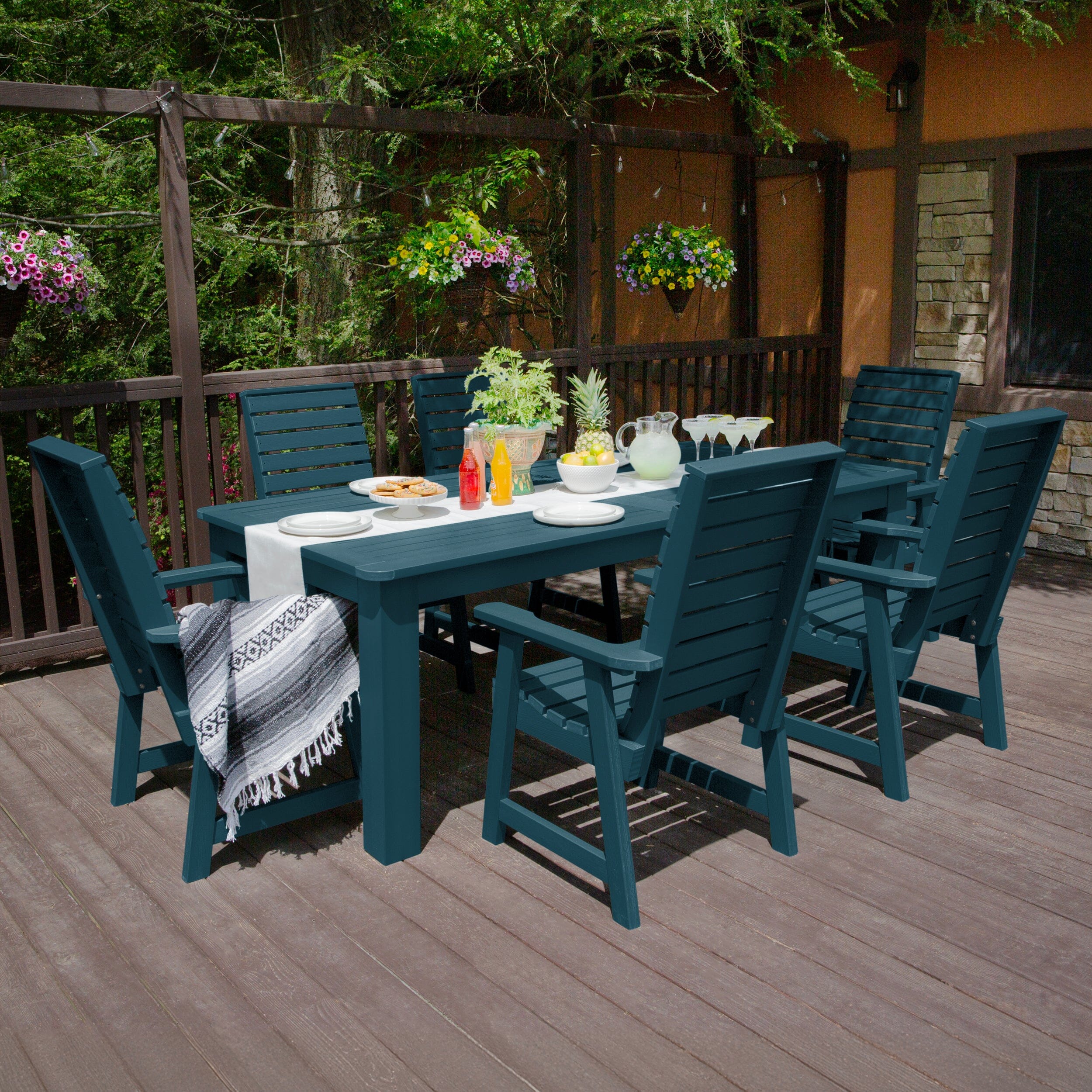 Weatherly 7-Piece Outdoor Dining Set with Table 42” x 84” - Patio Furniture for Backyard, Garden, Poolside - Perfect for Outdoor Entertaining & Al Fresco Dining