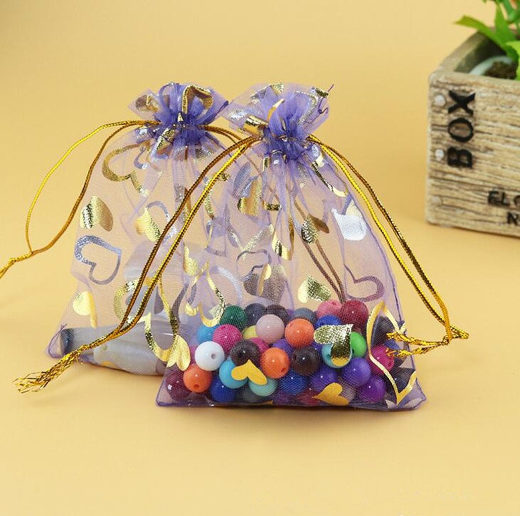 100pcs Purple Organza Wedding Favor Bags 4