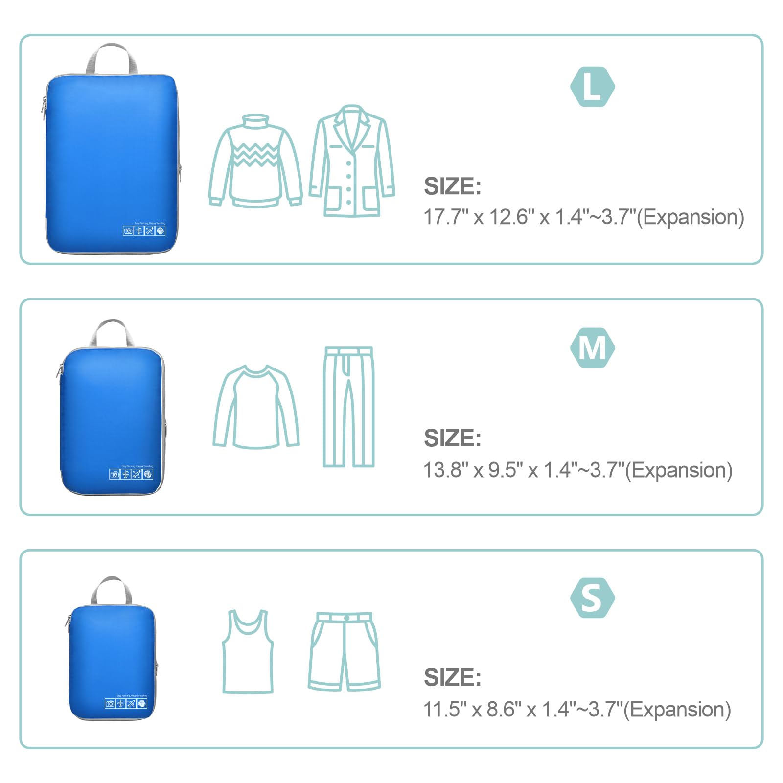 Cambond Compression Packing Cubes for Travel - 4-Piece Set of Luggage Organizers for Women | Space-Saving Travel Essentials for Carry-On Suitcases | Perfect for Business Trips, Vacations & Weekend Getaways