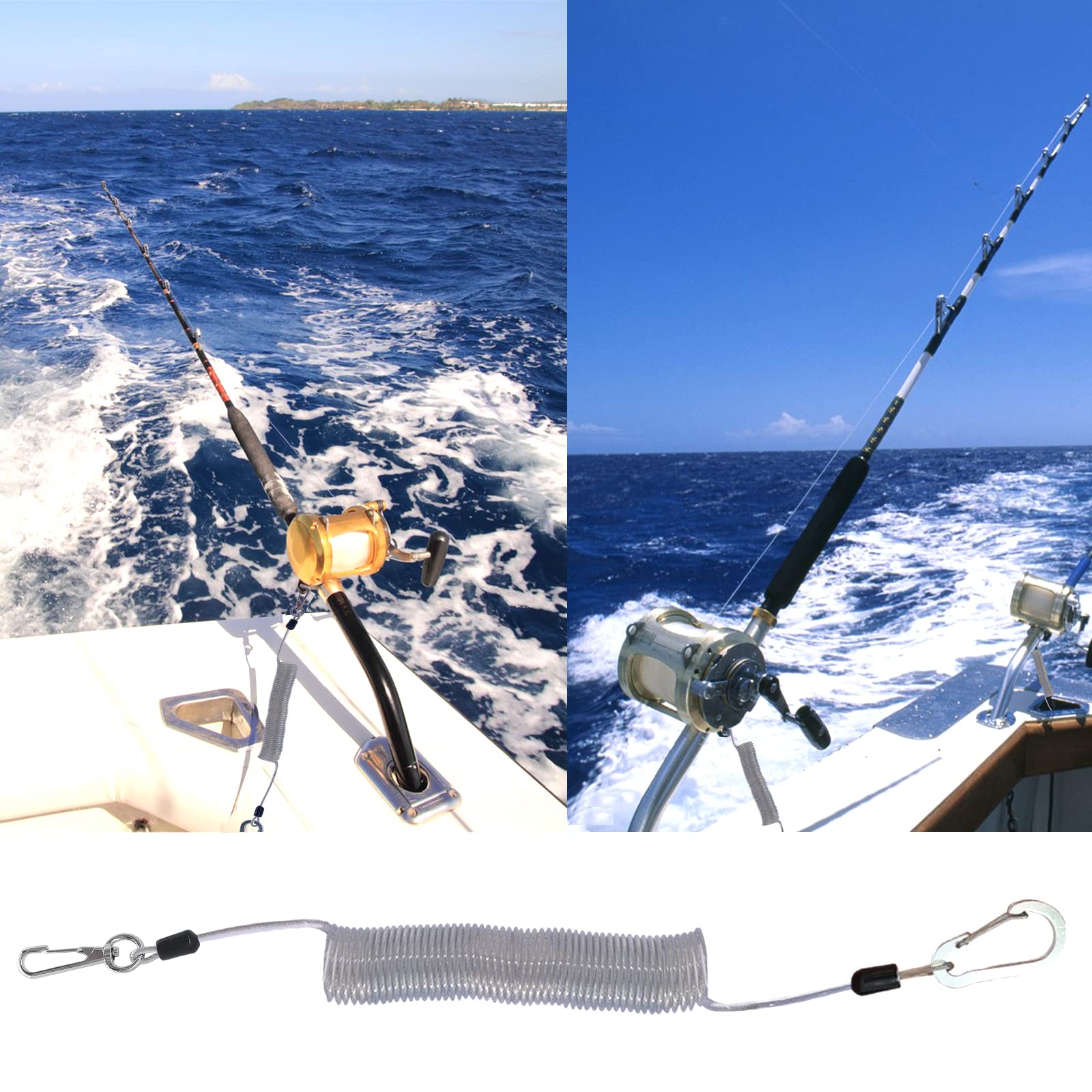 **Heavy Duty Coiled Fishing Lanyard with Stainless Steel Wire – Retractable Safety Tether for Fishing Rods, Pliers, Boating & Kayak Paddles – Secure Gear for Anglers & Water Sports**    *(Use Case: Ideal for fishing, kayaking, boating, and outdoor water activities to keep tools and gear secure and within reach.)*