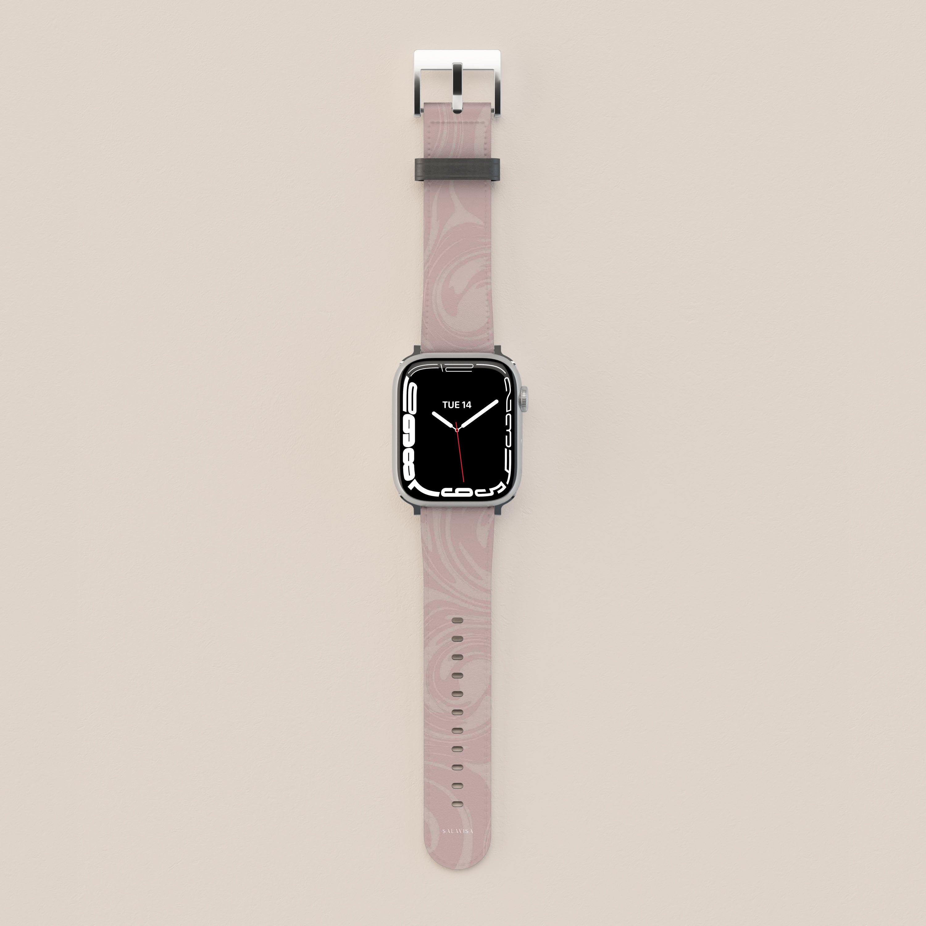 Pink Swirl Apple Watch Band - Soft Silicone Replacement Strap for Apple Watch Series 9/8/7/6/SE - Stylish & Comfortable Wristband for Women & Men - Perfect for Workouts, Running, Gym & Everyday Wear